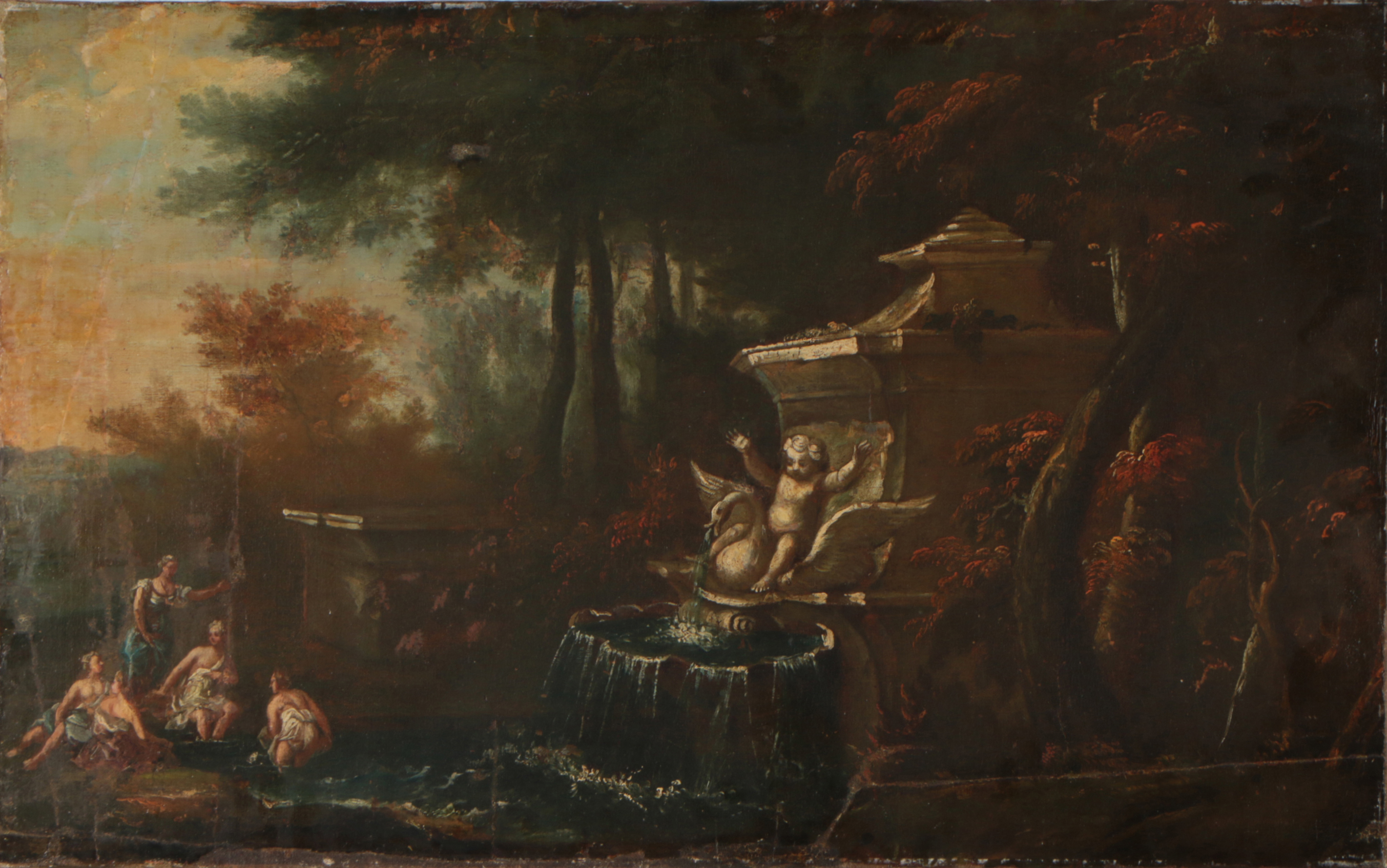 School of Nicolas Poussin Landscape Oil Painting, 17th Century