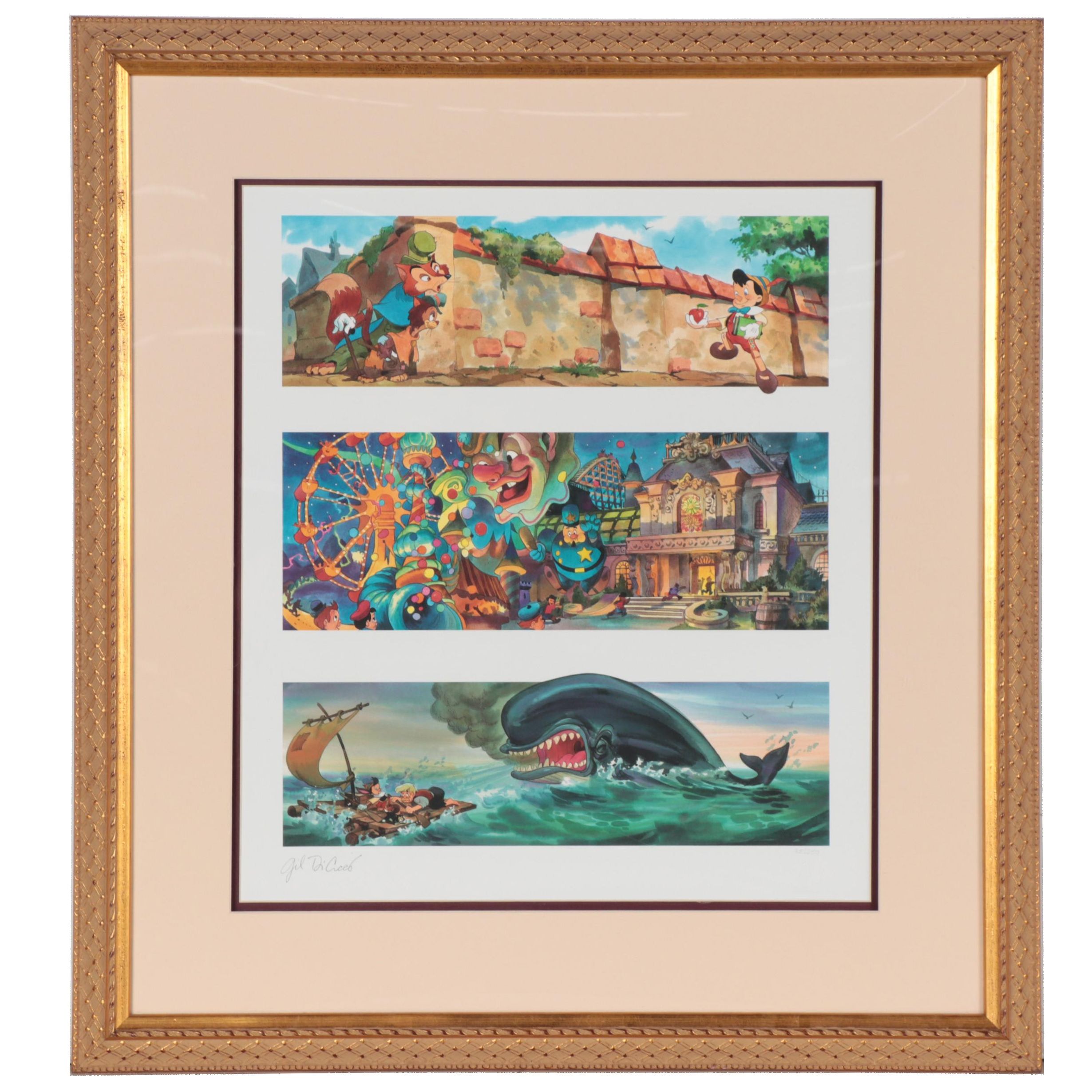 Gil DiCicco for Disney "Pinocchio" Giclée Triptych "A Wooden Boy!" 1999