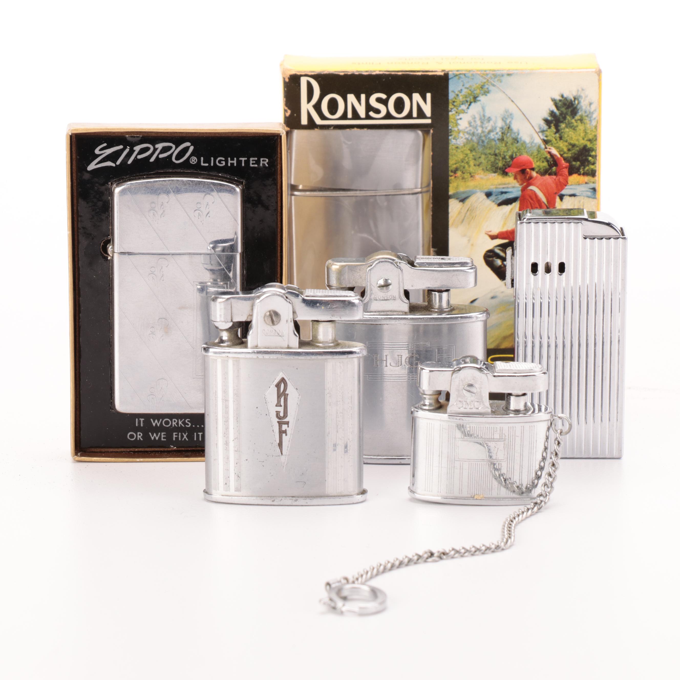 Zippo, A.S.R., Continental, and Ronson Cigarette Lighters