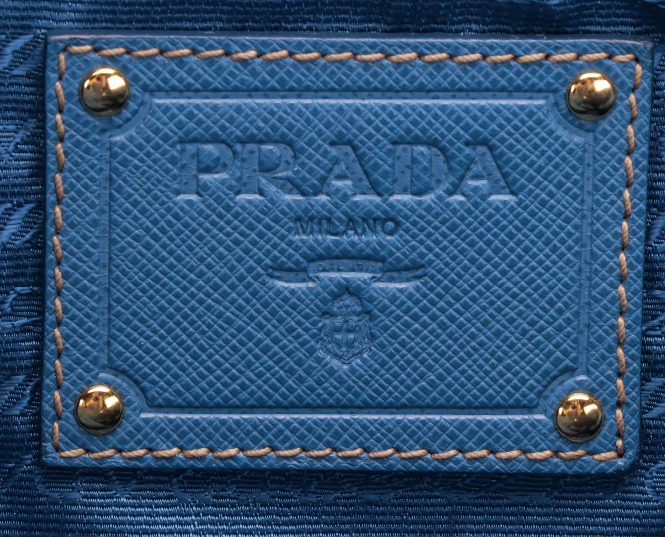 Prada Shoulder Tote Bag in Cobalto Saffiano Leather