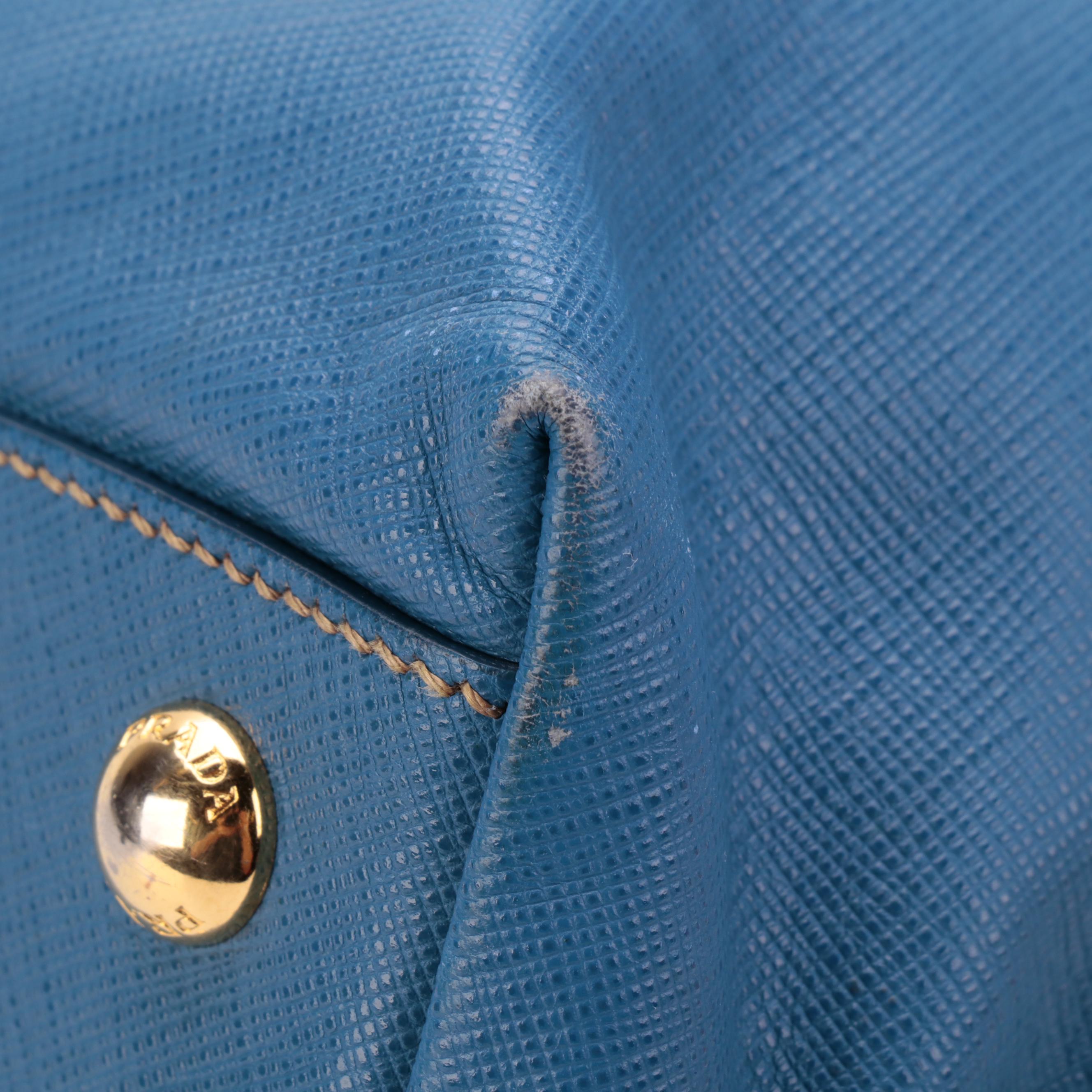 Prada Shoulder Tote Bag in Cobalto Saffiano Leather