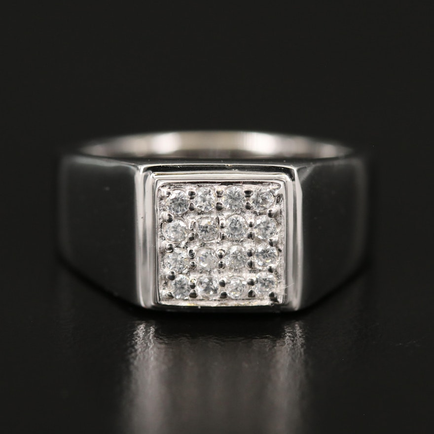 Sterling Zircon Ring with High Polish Finish