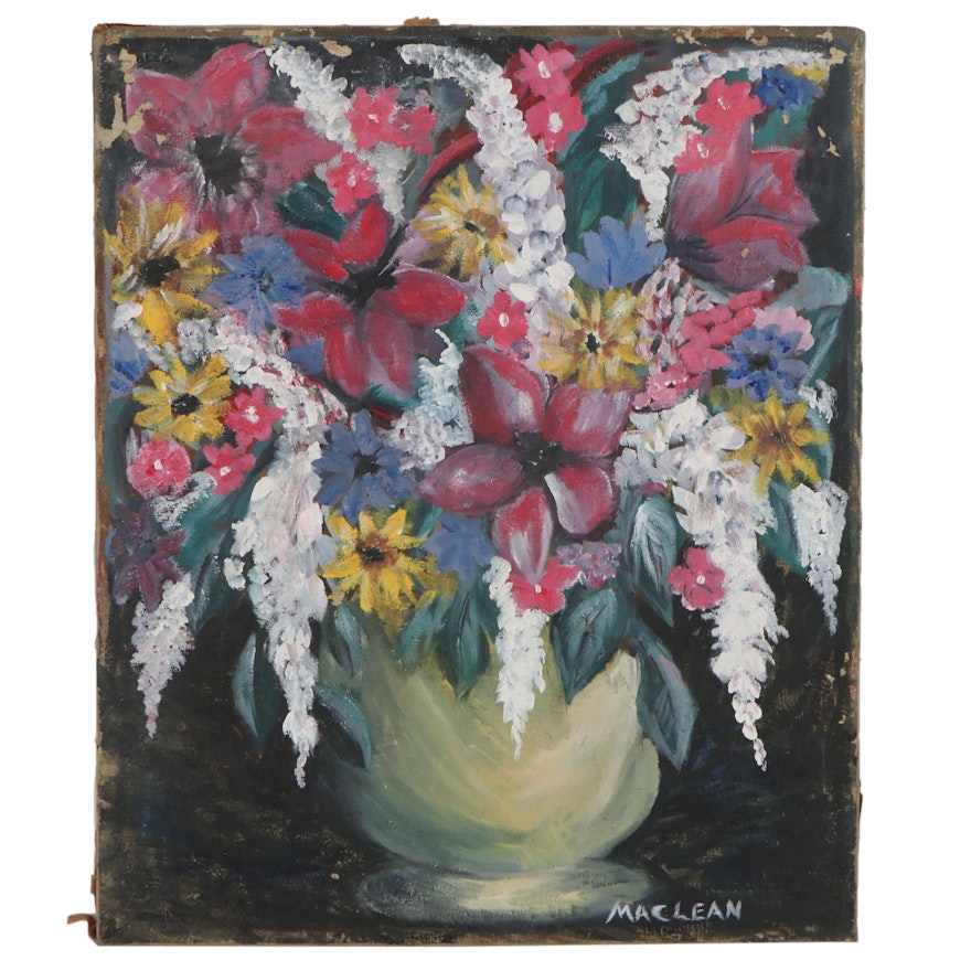 Maclean Floral Still Life Oil Painting, Mid-20th Century