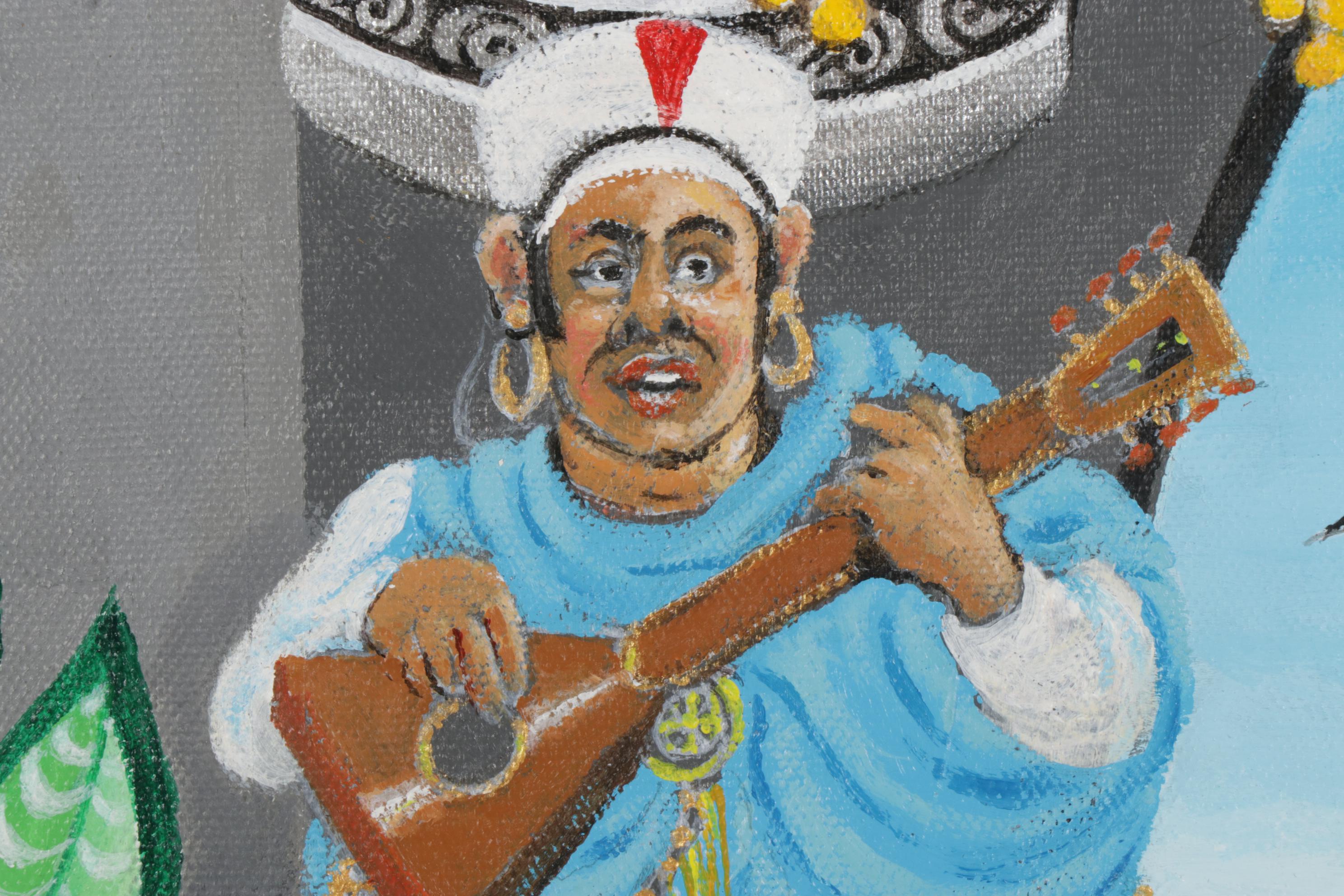 Dorothea S. Wendlandt Surreal Oil Painting With Cacti and Figurines