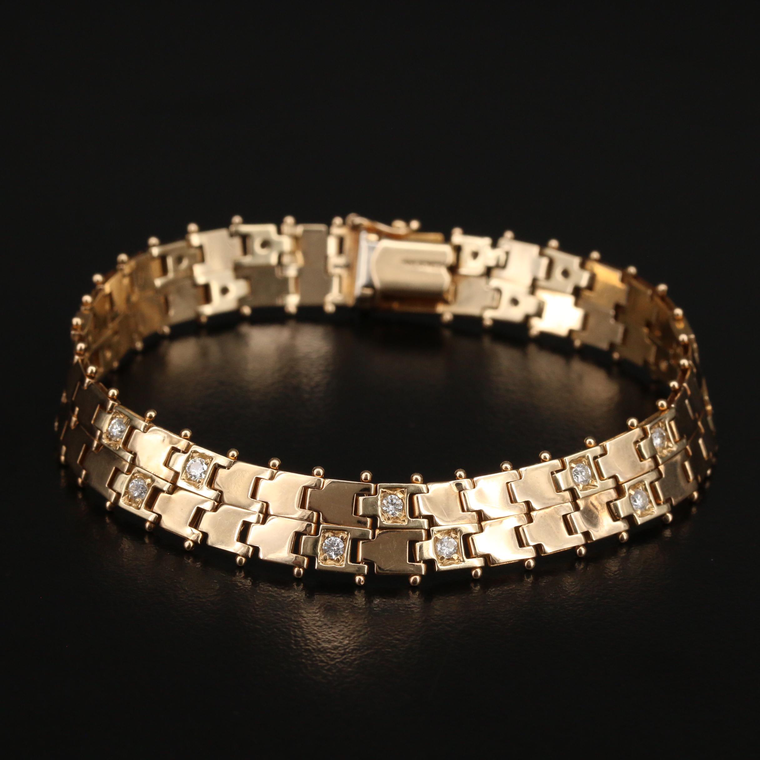 Italian 14K Diamond Fancy Link Bracelet