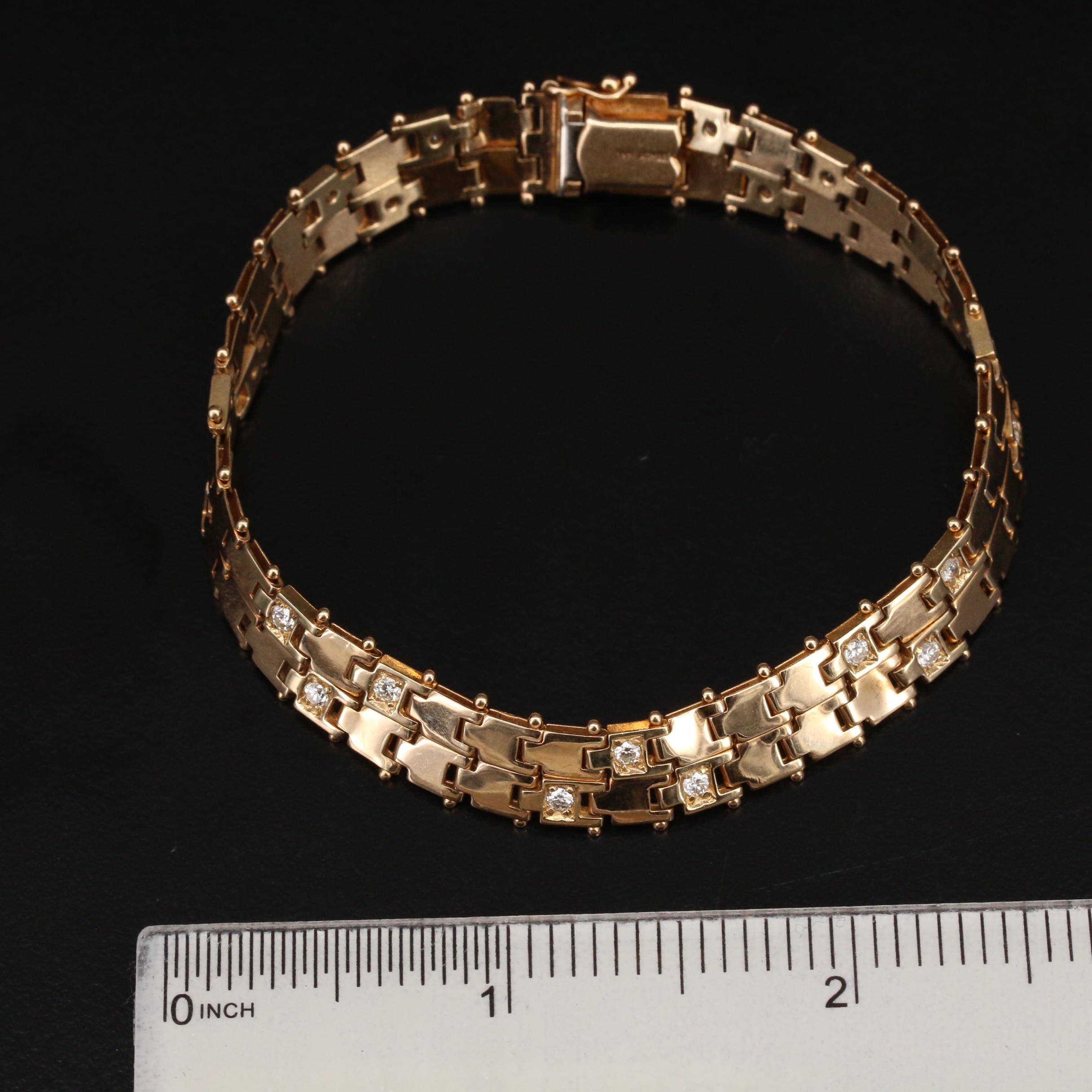 Italian 14K Diamond Fancy Link Bracelet