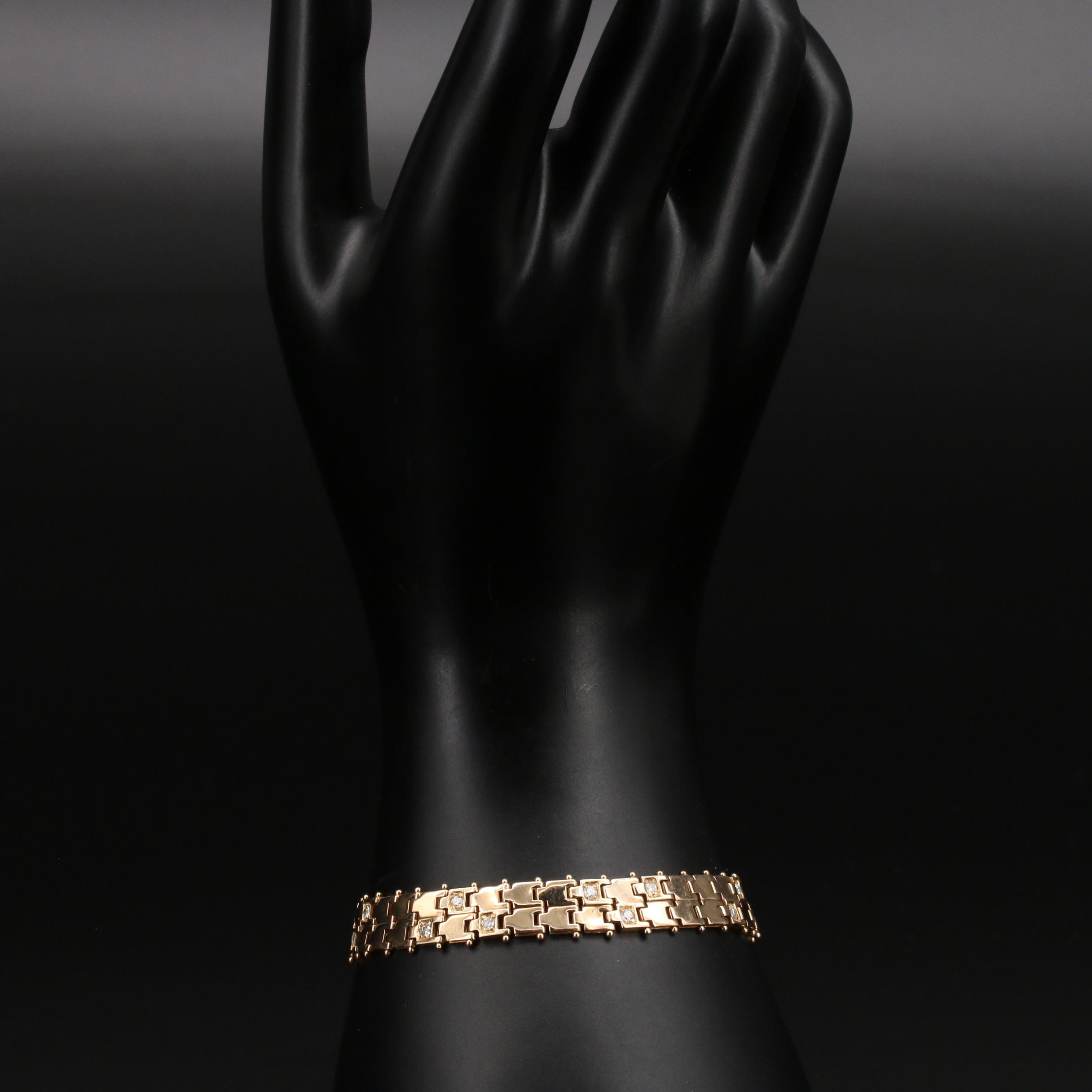 Italian 14K Diamond Fancy Link Bracelet