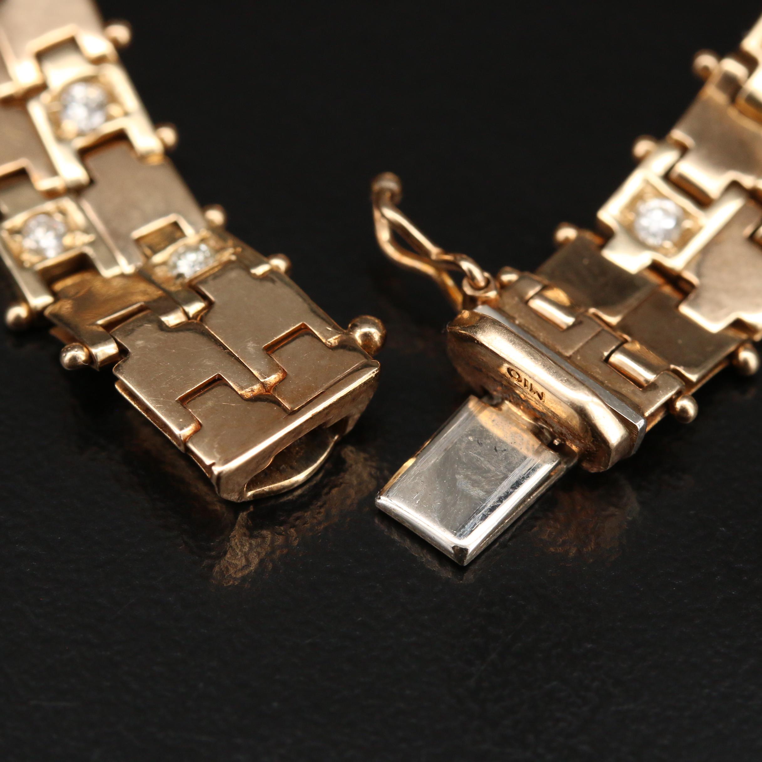 Italian 14K Diamond Fancy Link Bracelet