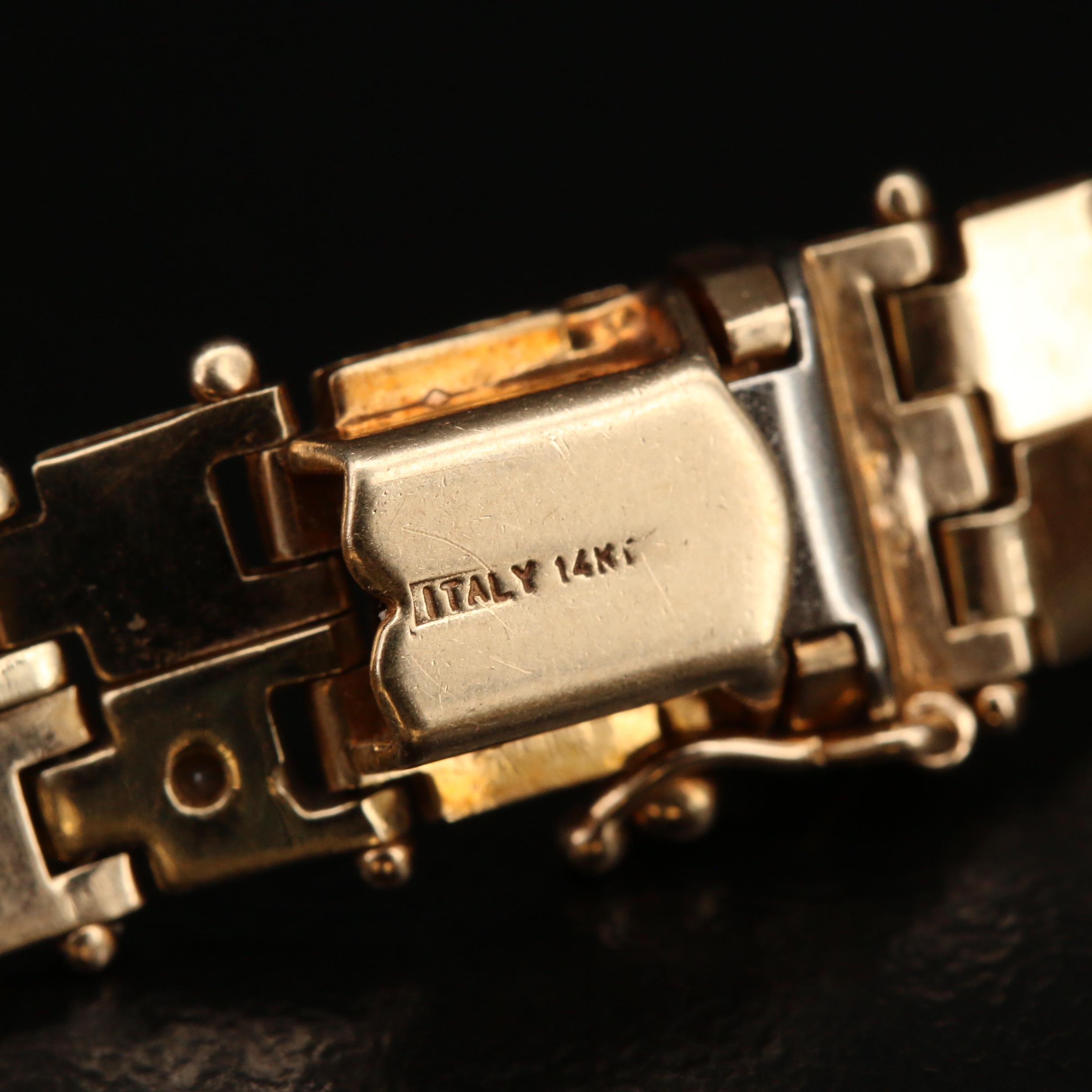 Italian 14K Diamond Fancy Link Bracelet