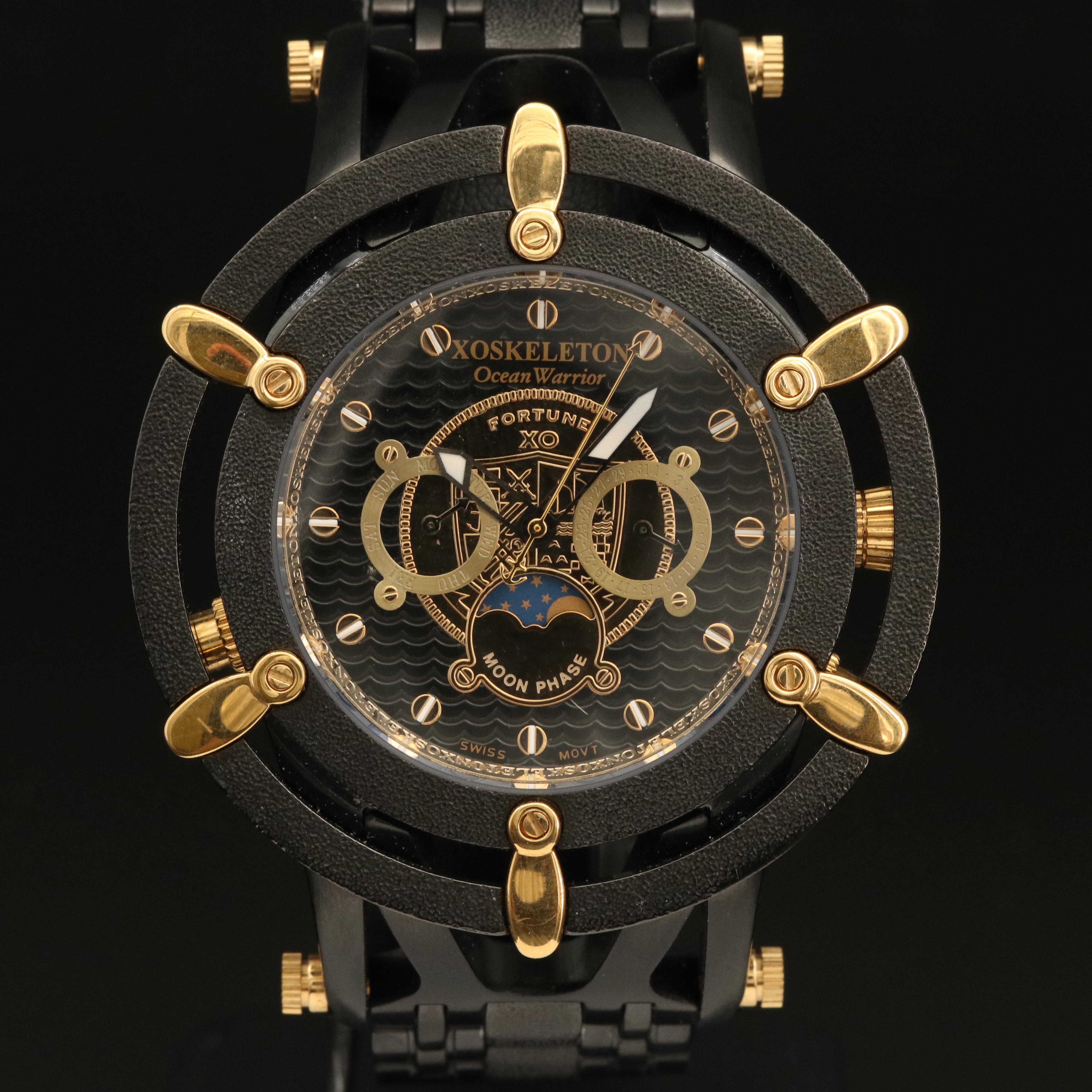 XO Skeleton Ocean Warrior Fortune Moon Phase Stainless Steel with PVD Watch