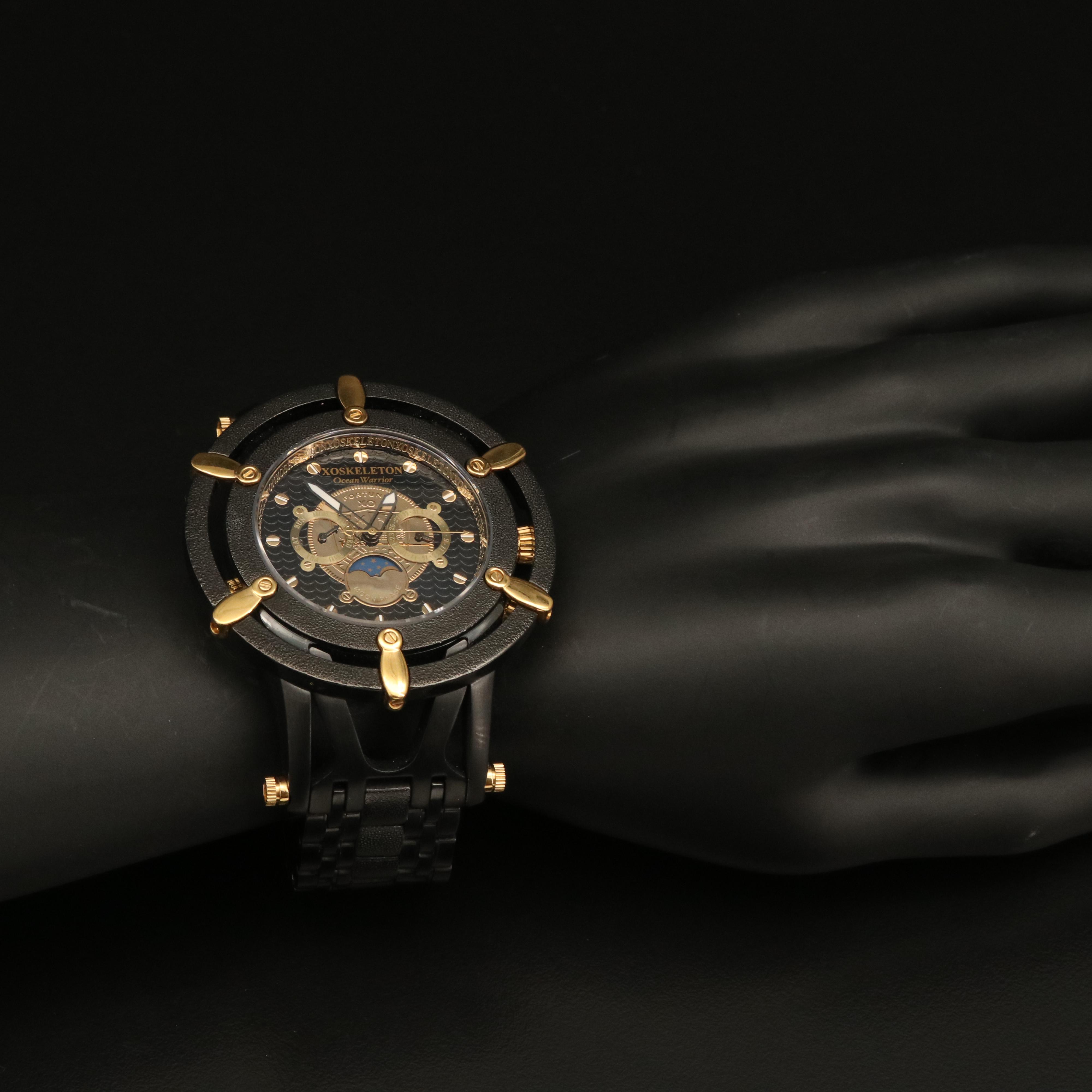 XO Skeleton Ocean Warrior Fortune Moon Phase Stainless Steel with PVD Watch