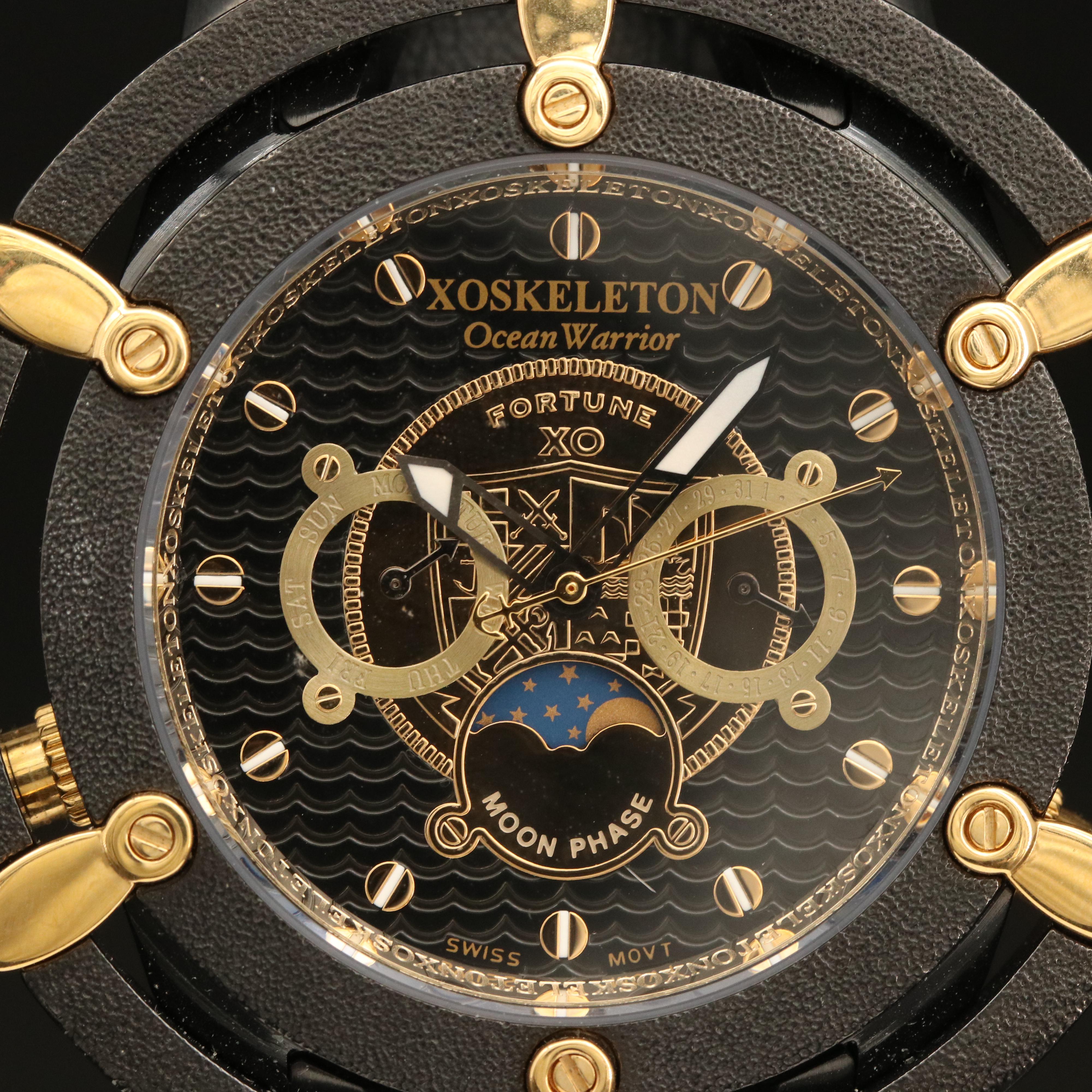 XO Skeleton Ocean Warrior Fortune Moon Phase Stainless Steel with PVD Watch