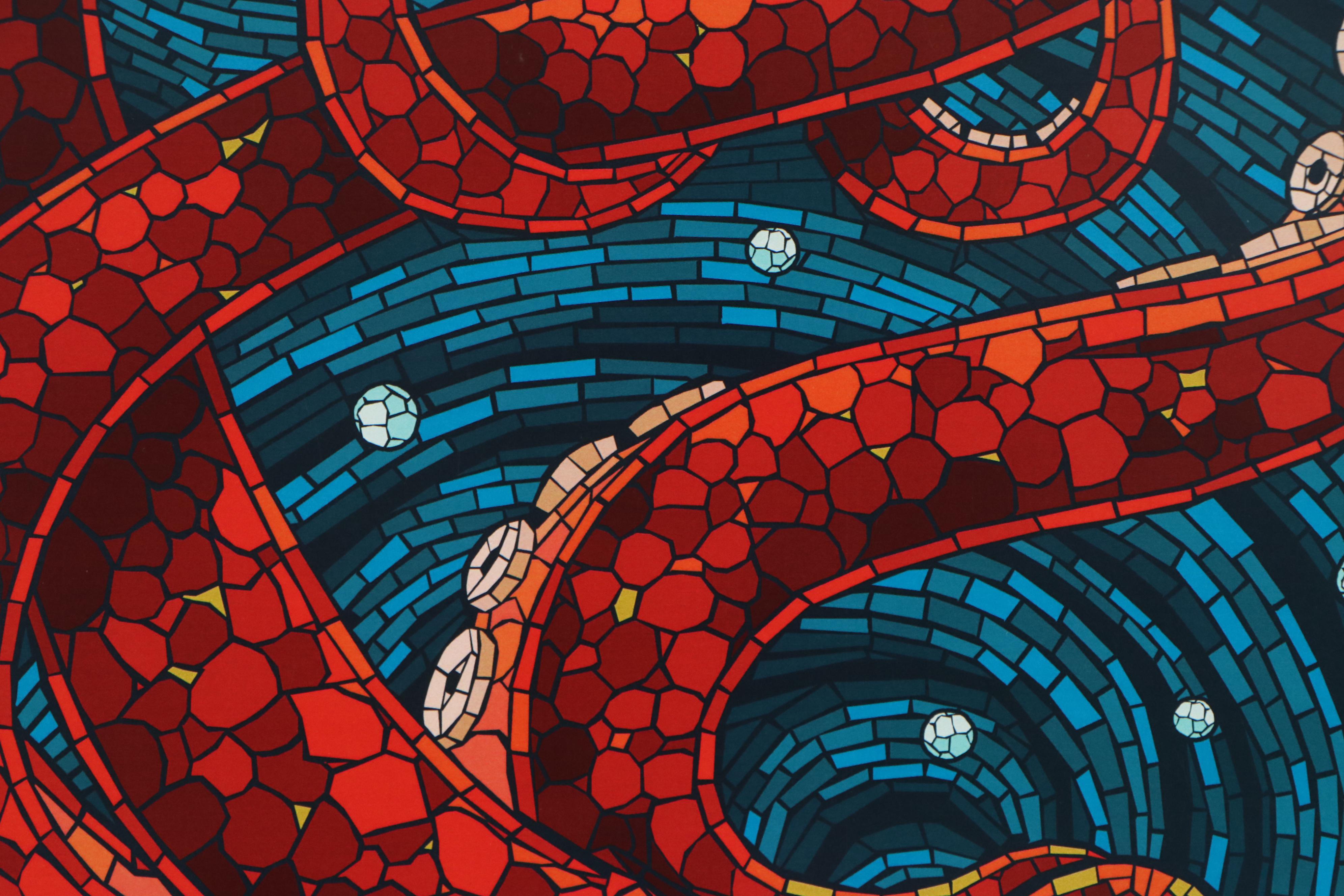 Offset Lithograph of Mosaic Style Octopus, 21st Century