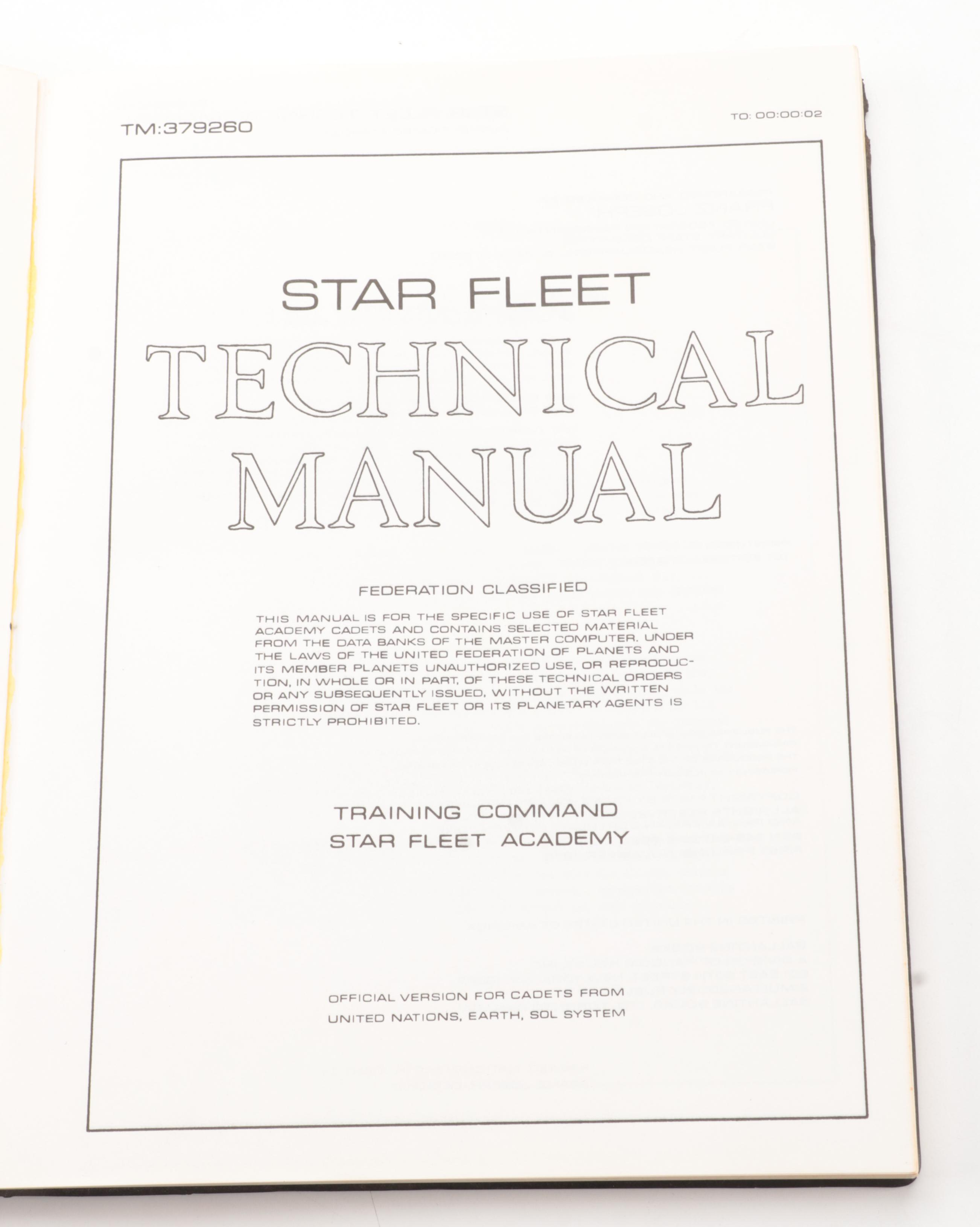 First Printing "Star Fleet Technical Manual" by Franz Joseph, 1975