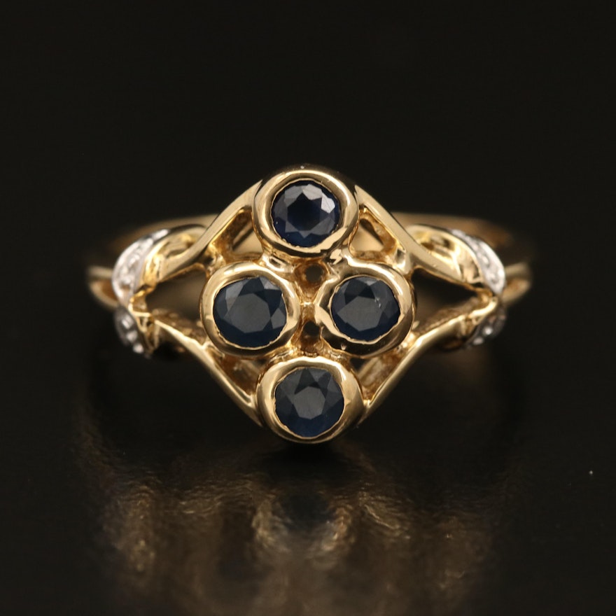 Sterling Sapphire Ring with Openwork Detail