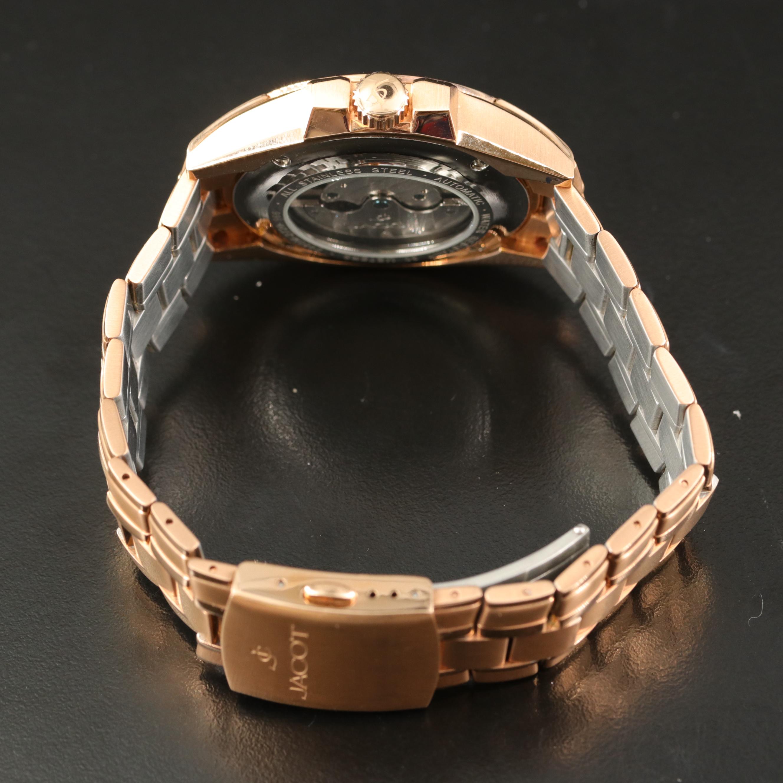 Jacot Bingham Retrograde Rose Gold Tone Automatic Watch