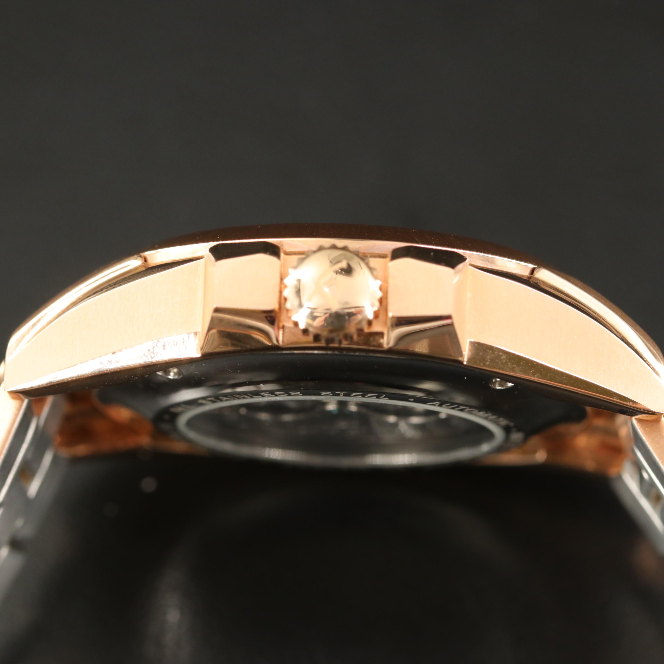 Jacot Bingham Retrograde Rose Gold Tone Automatic Watch
