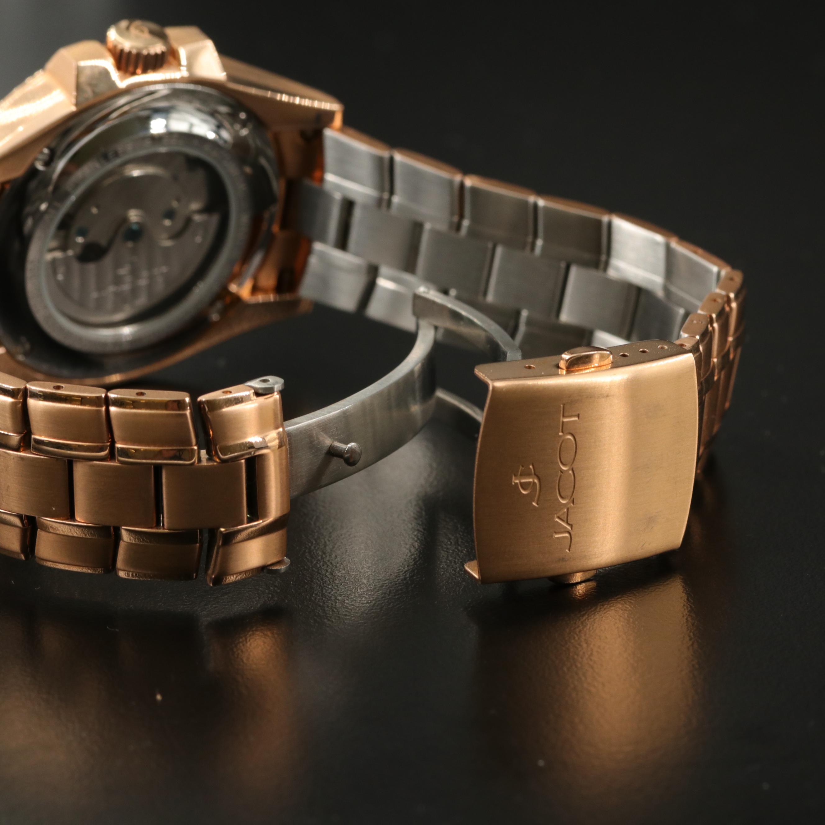 Jacot Bingham Retrograde Rose Gold Tone Automatic Watch