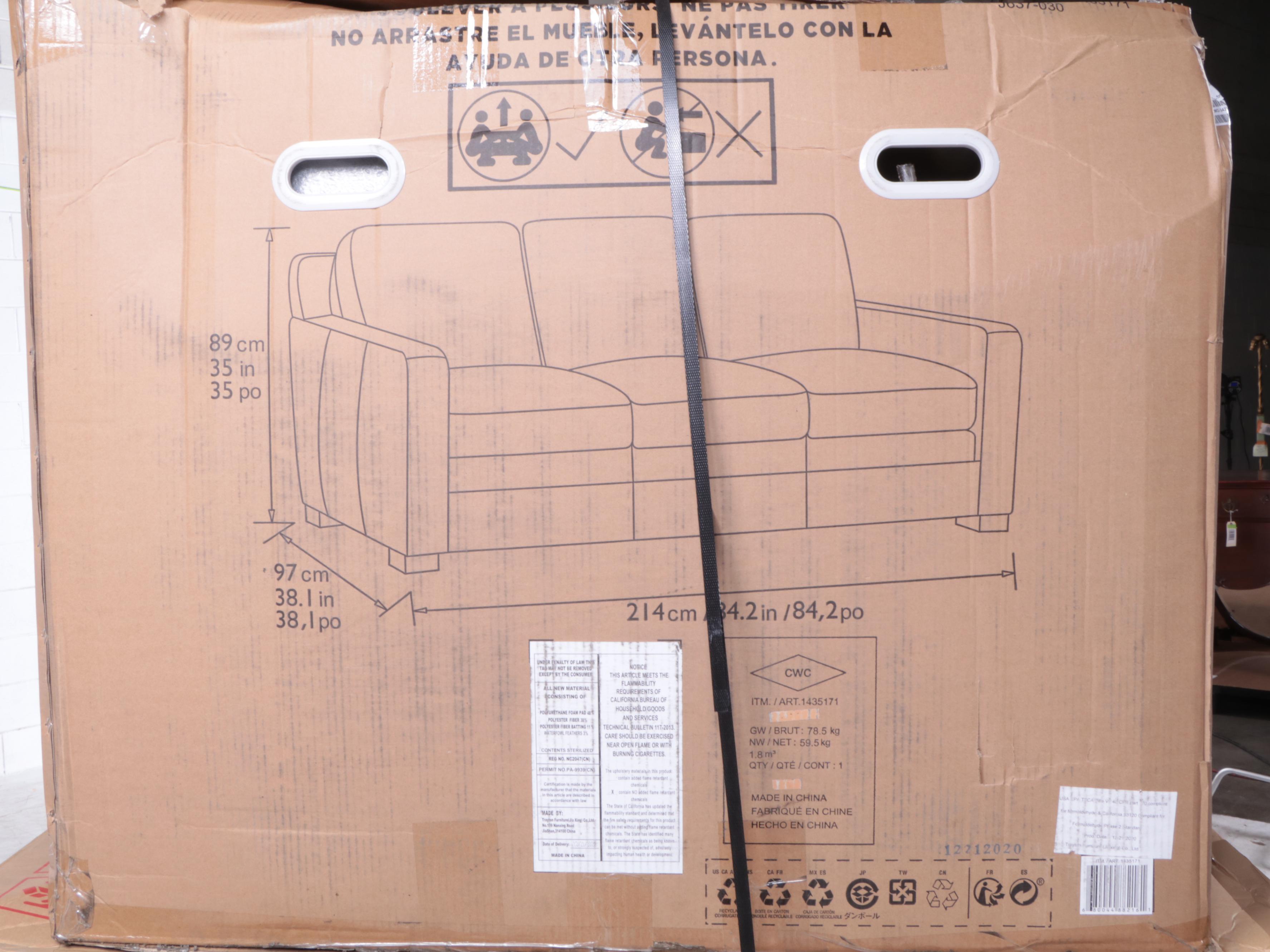 Simon Li Furniture Navy Leather Sofa