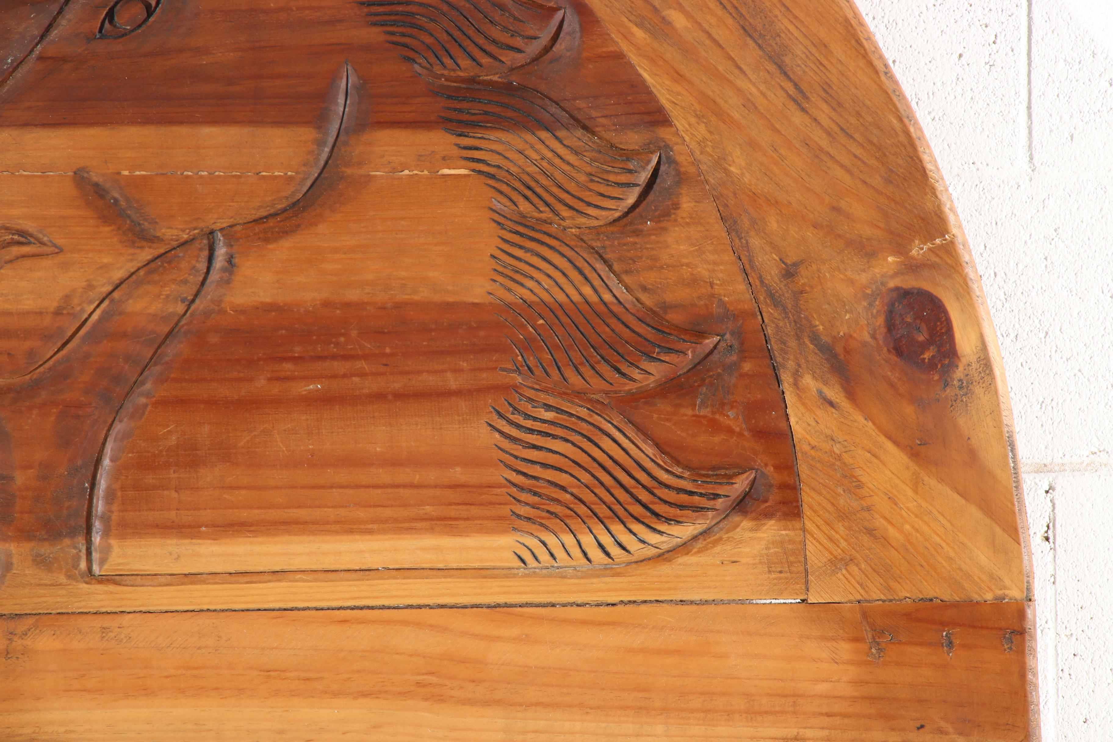 Carved Pine Horse Motif Twin Headboard