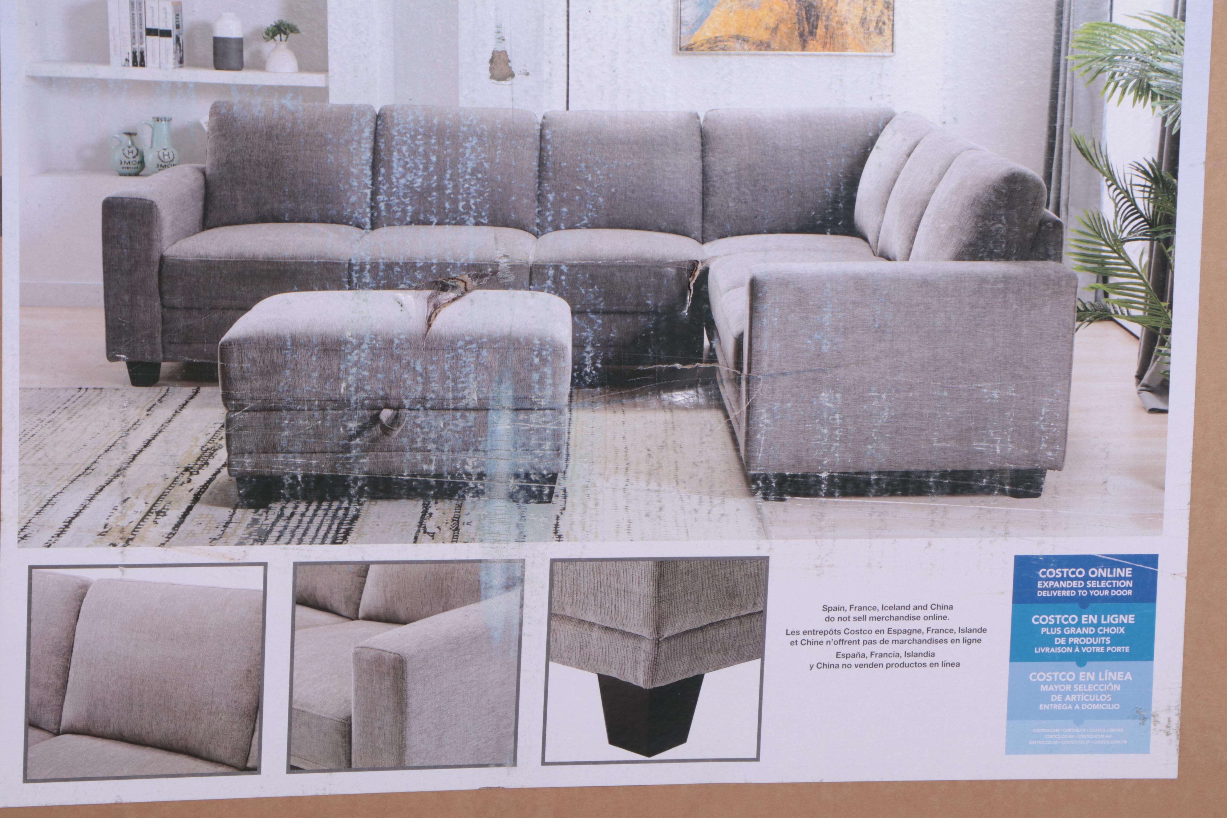 "Santana" Fabric Sectional with Storage Ottoman