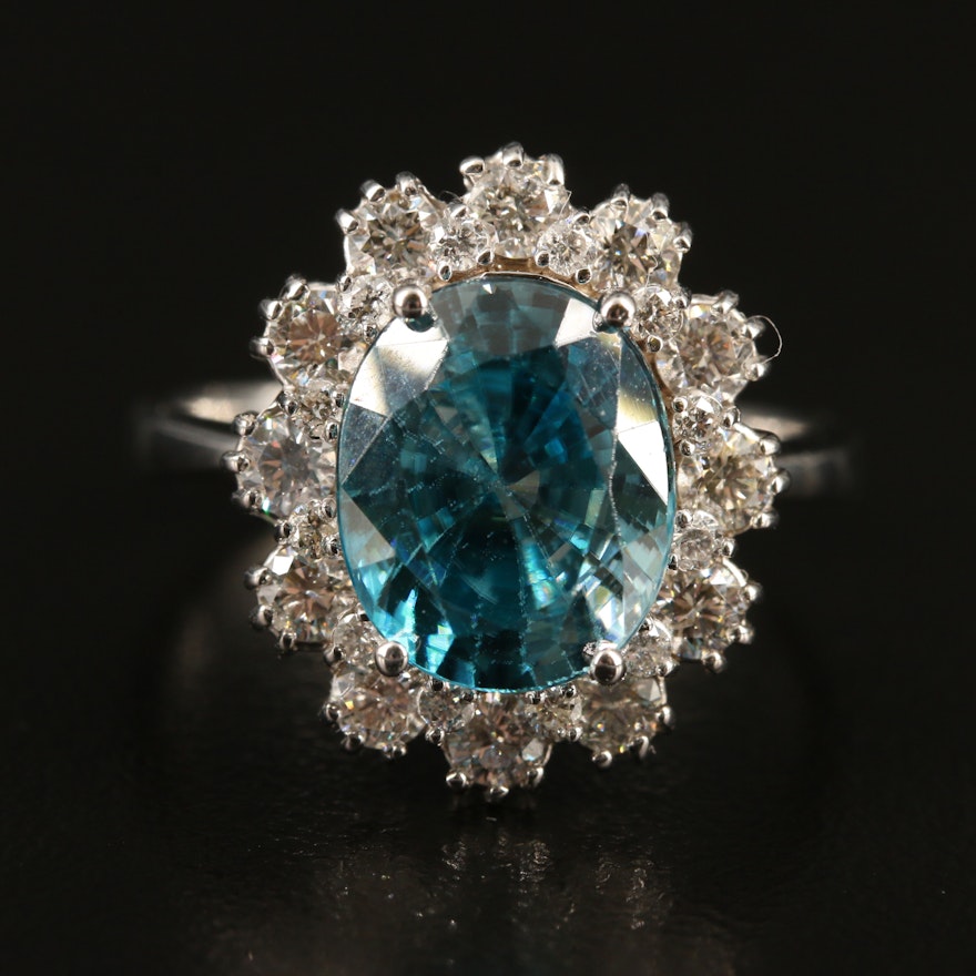 18K Zircon and 1.02 CTW Diamond Ring