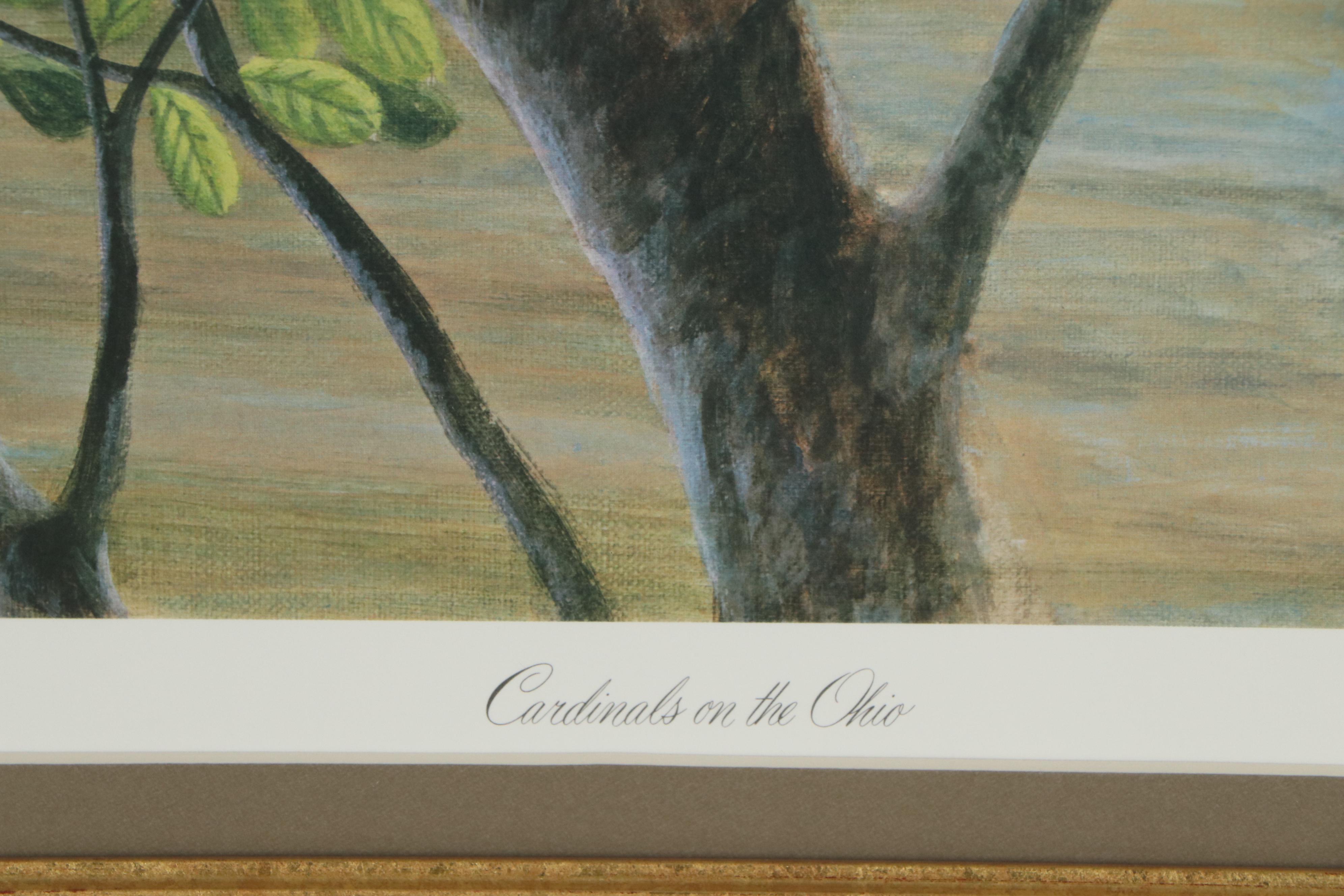 John Ruthven Offset Lithograph "Cardinals on the Ohio"