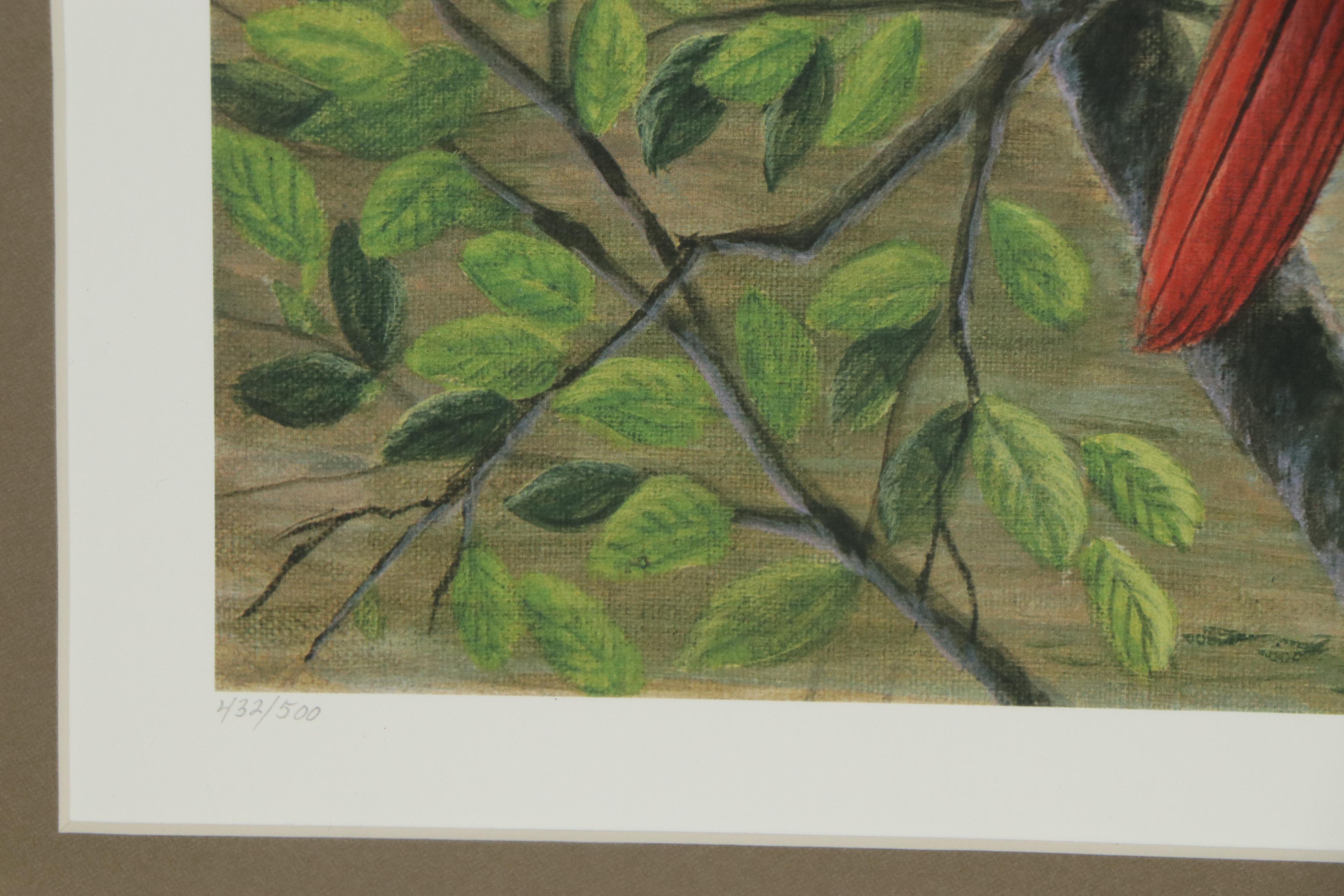 John Ruthven Offset Lithograph "Cardinals on the Ohio"