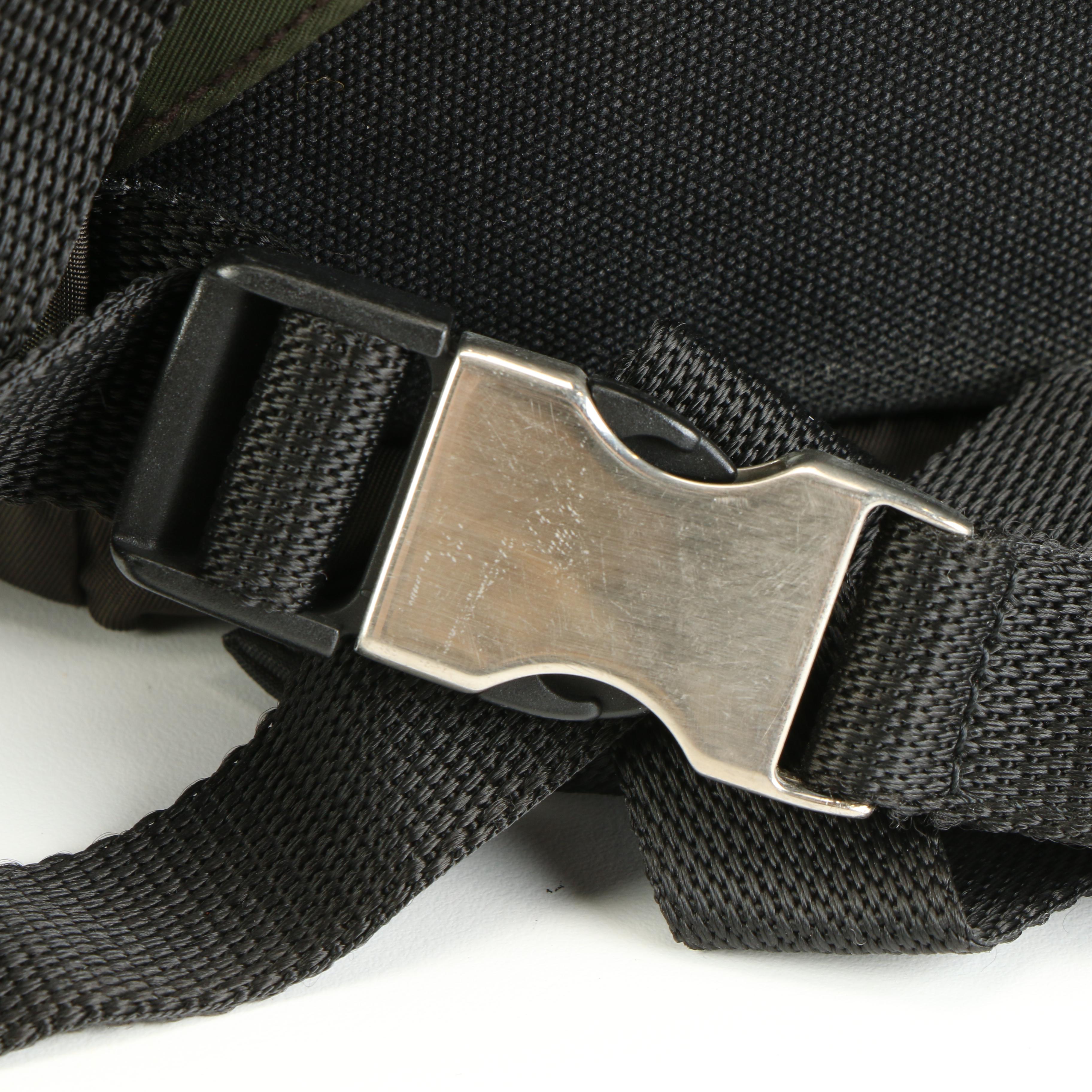 Prada Tessuto Nylon Drawstring Backpack in Green with Side Pockets