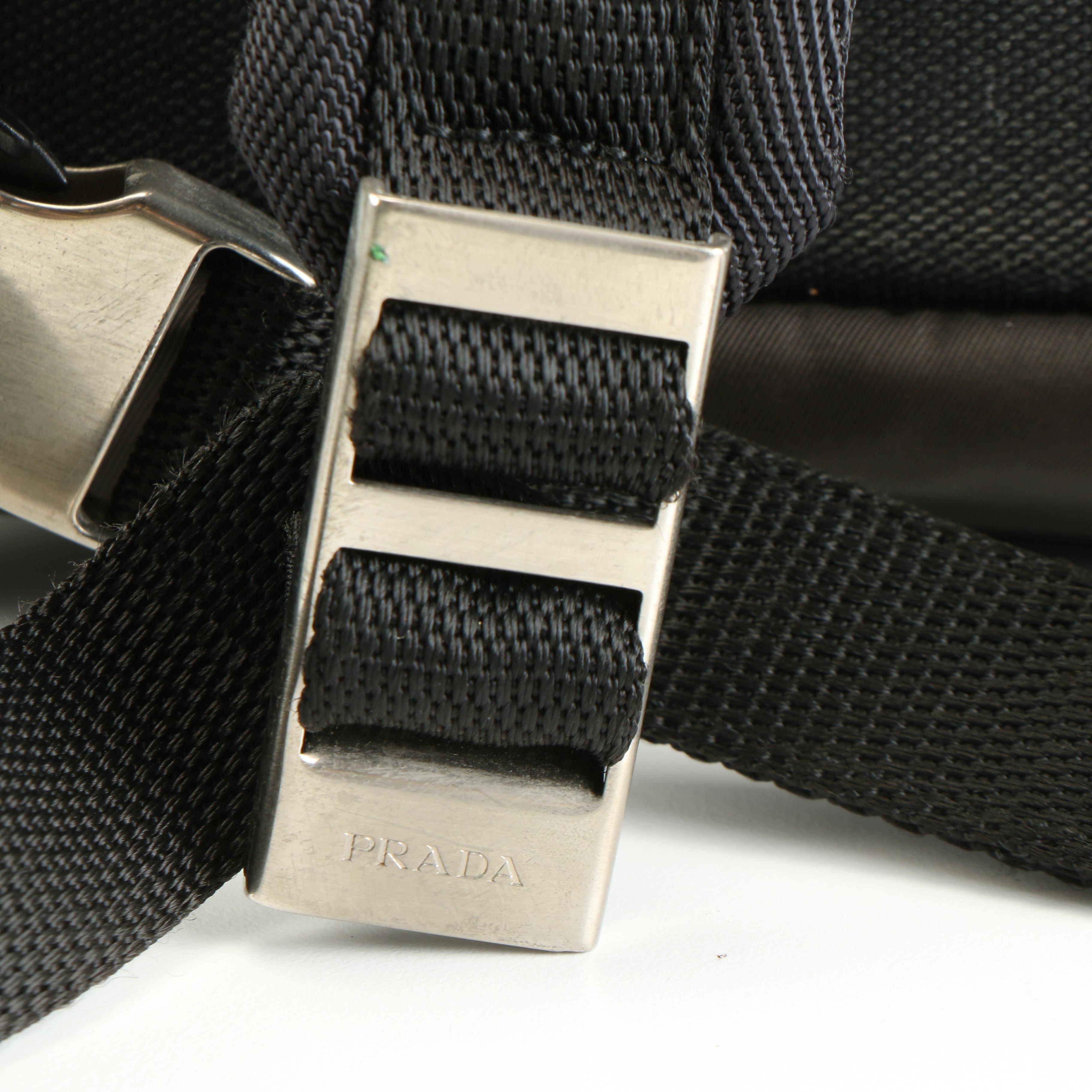 Prada Tessuto Nylon Drawstring Backpack in Green with Side Pockets