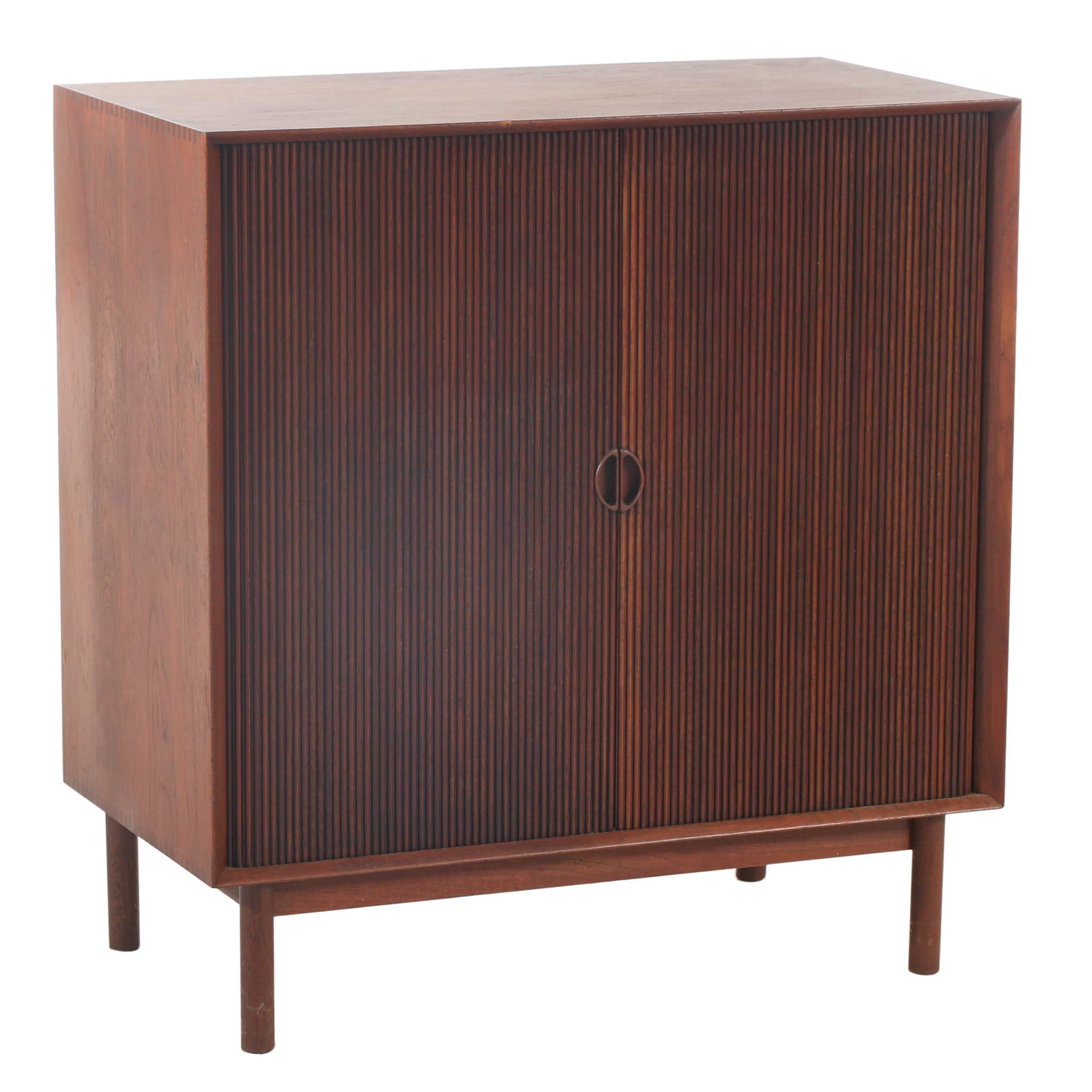 Peter Hvidt Danish Modern Teak Tambour-Door Cabinet, 1970s