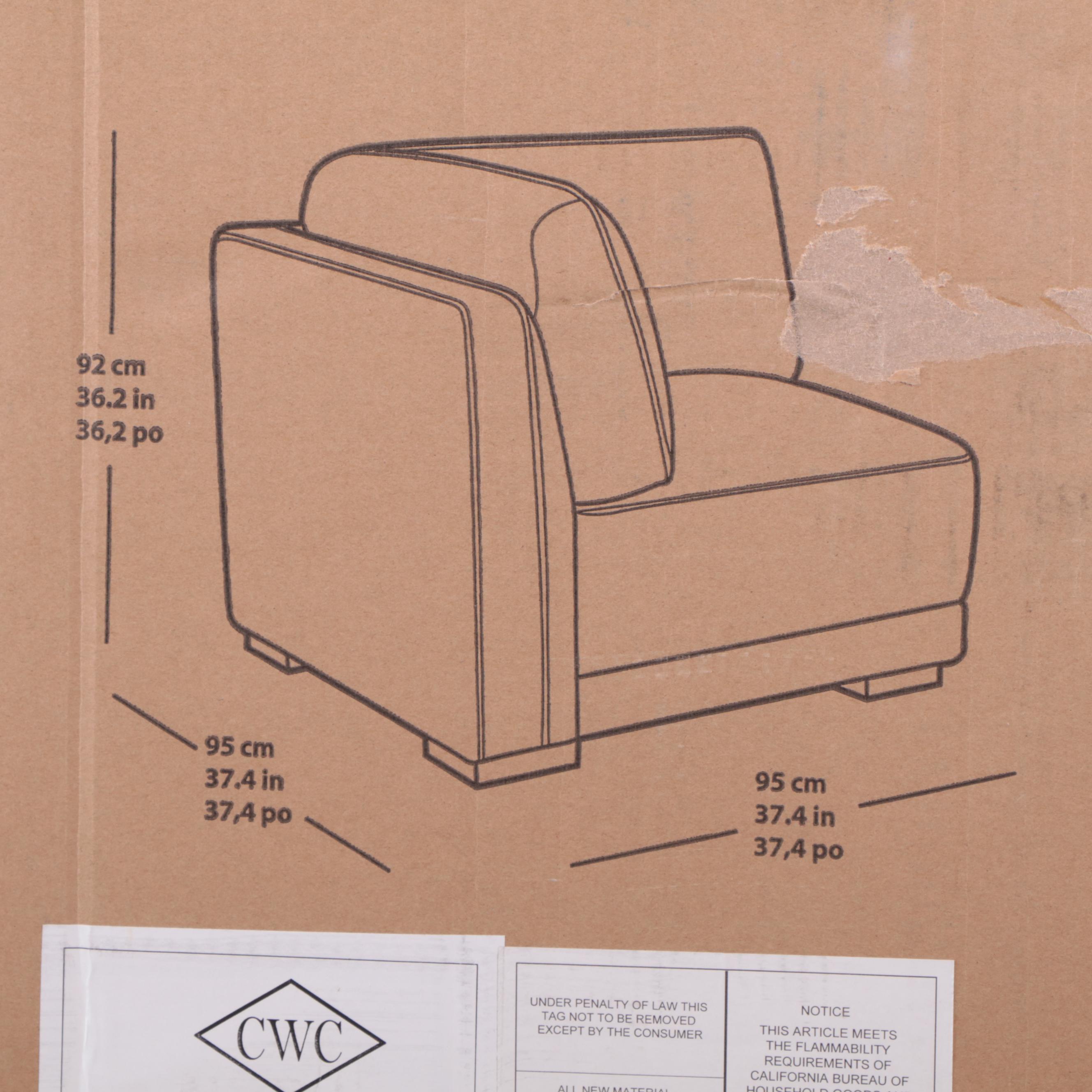 "Brookhaven" Six-Piece Fabric Sectional in Grey Chenille