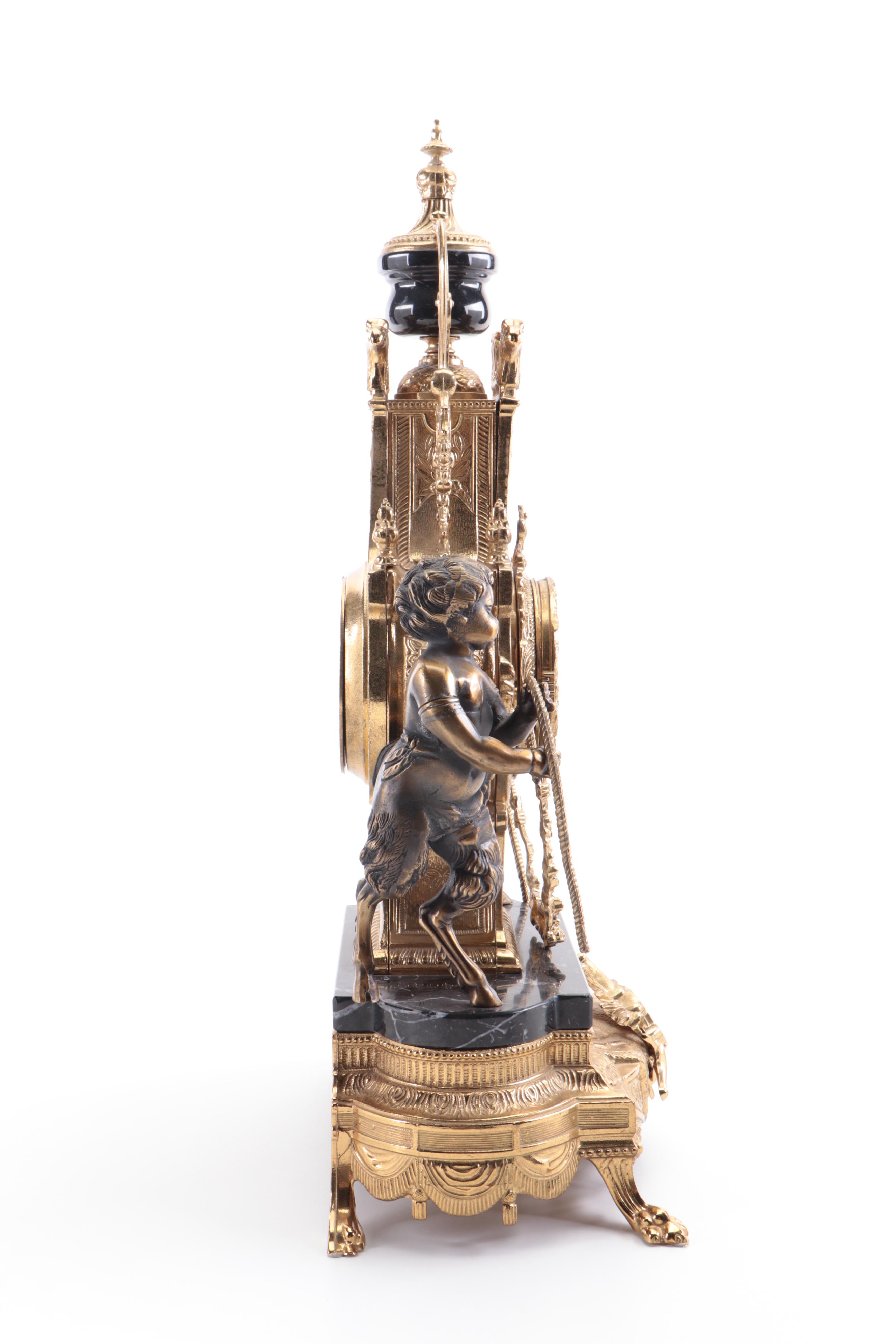 Imperial Italian Gilt Bronze Mantel Clock with Franz Hermle Movement