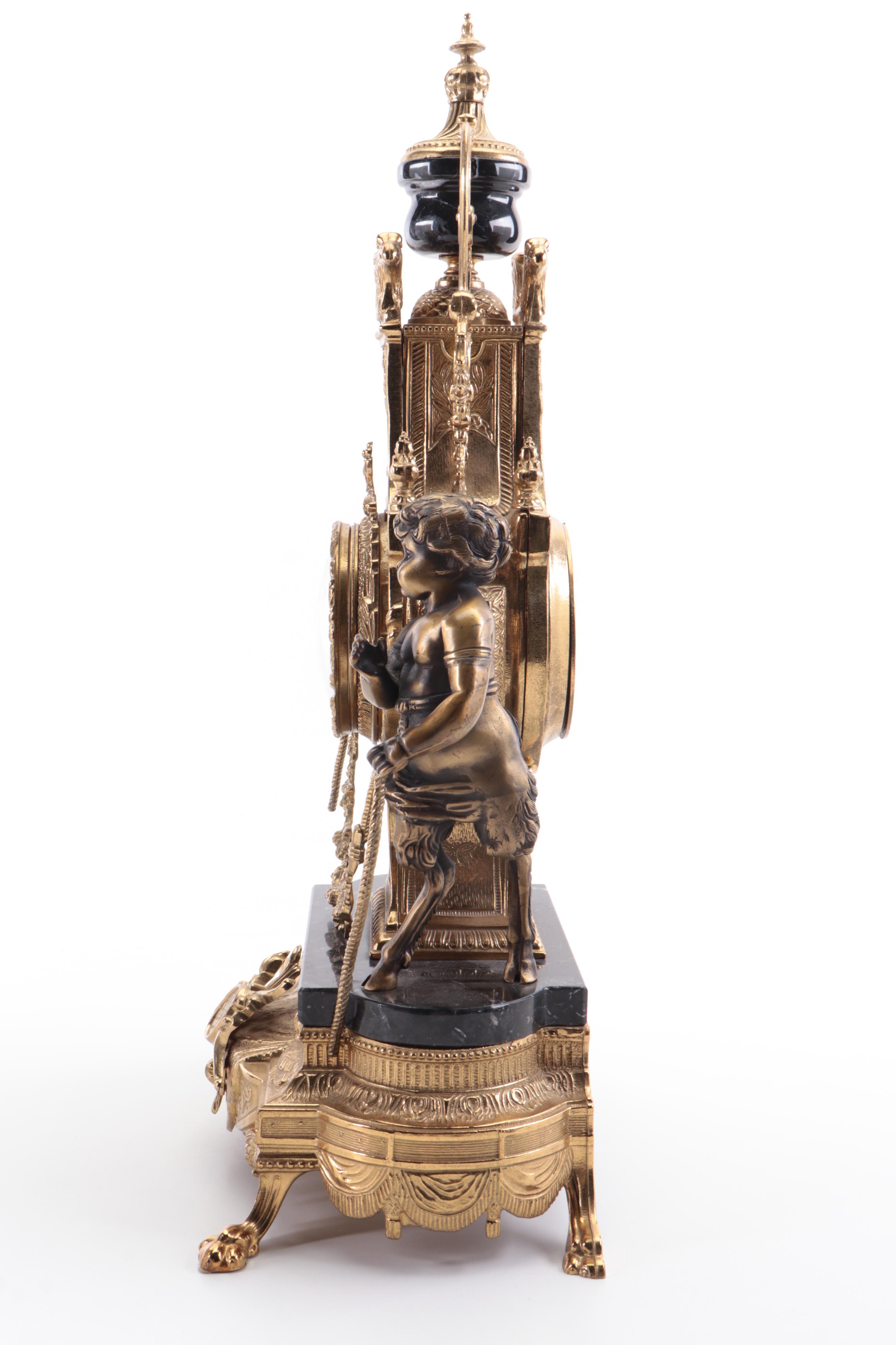 Imperial Italian Gilt Bronze Mantel Clock with Franz Hermle Movement