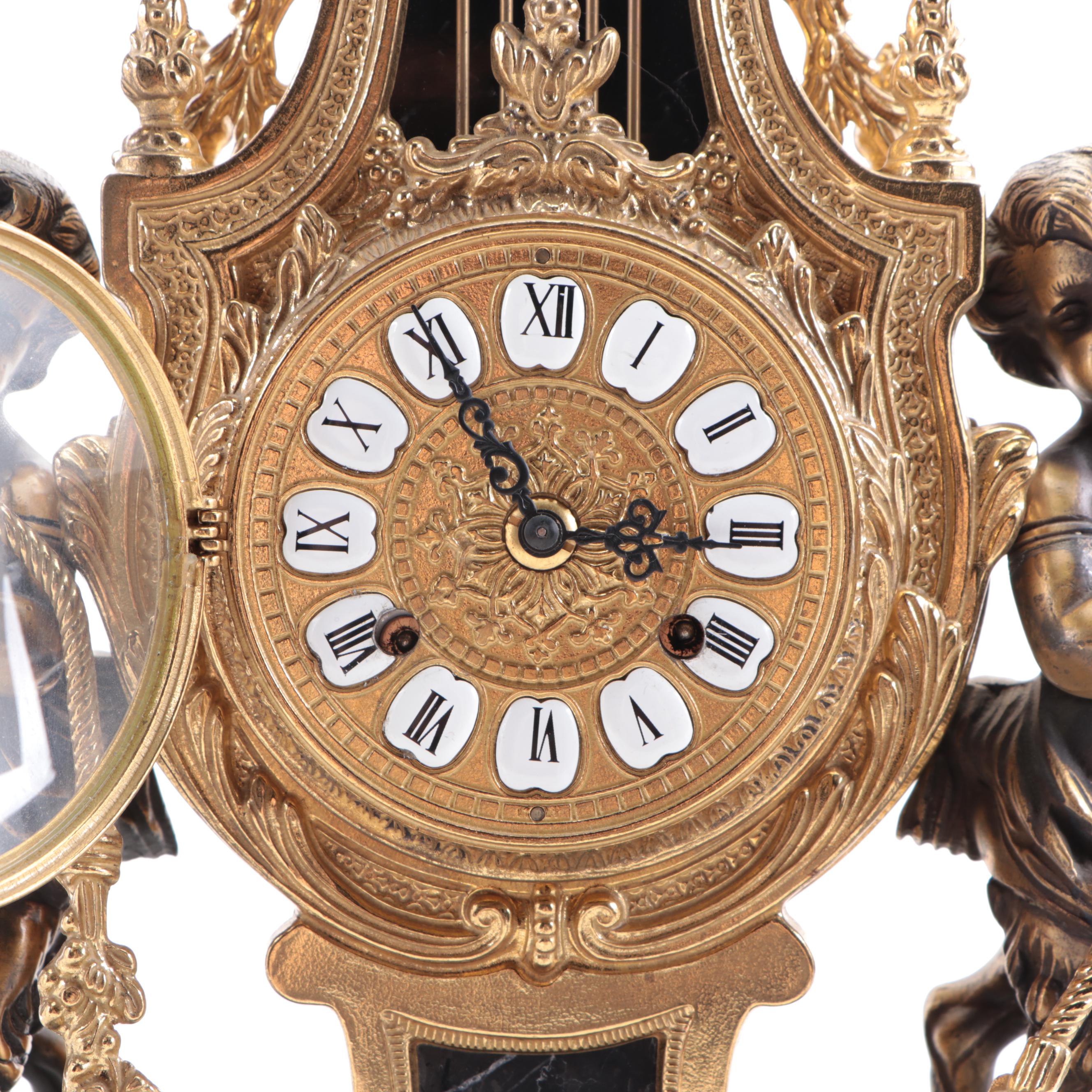 Imperial Italian Gilt Bronze Mantel Clock with Franz Hermle Movement
