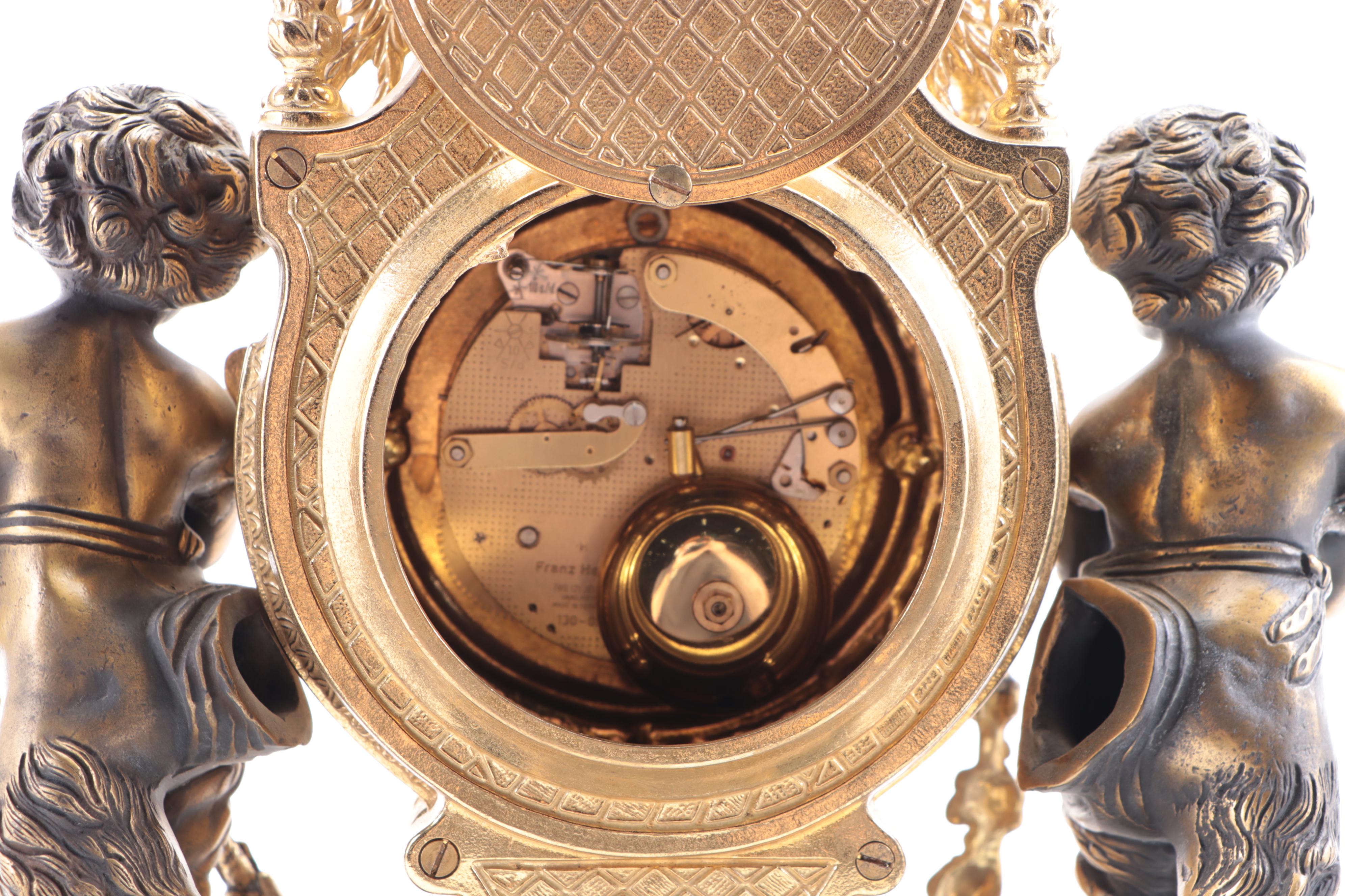 Imperial Italian Gilt Bronze Mantel Clock with Franz Hermle Movement