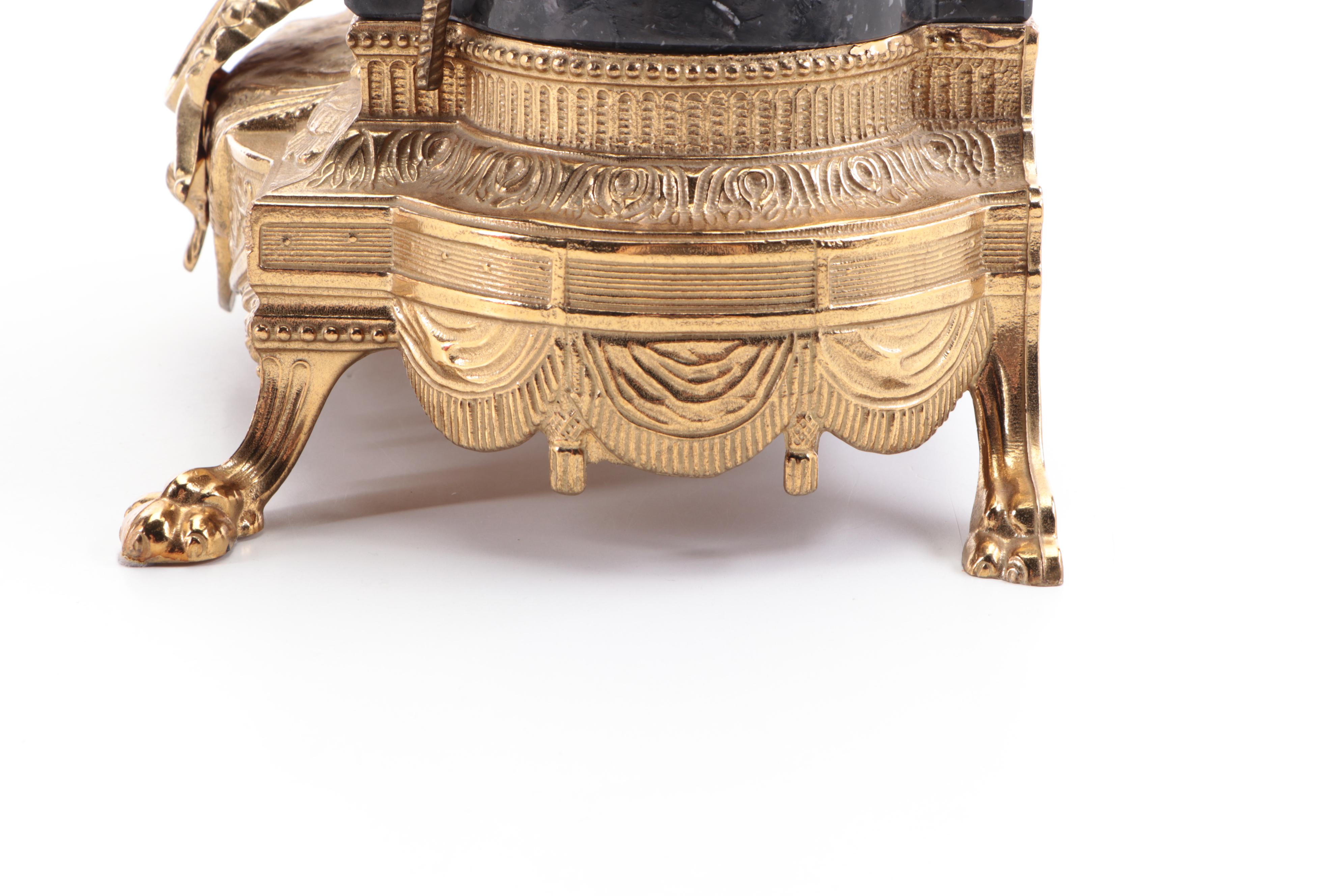 Imperial Italian Gilt Bronze Mantel Clock with Franz Hermle Movement