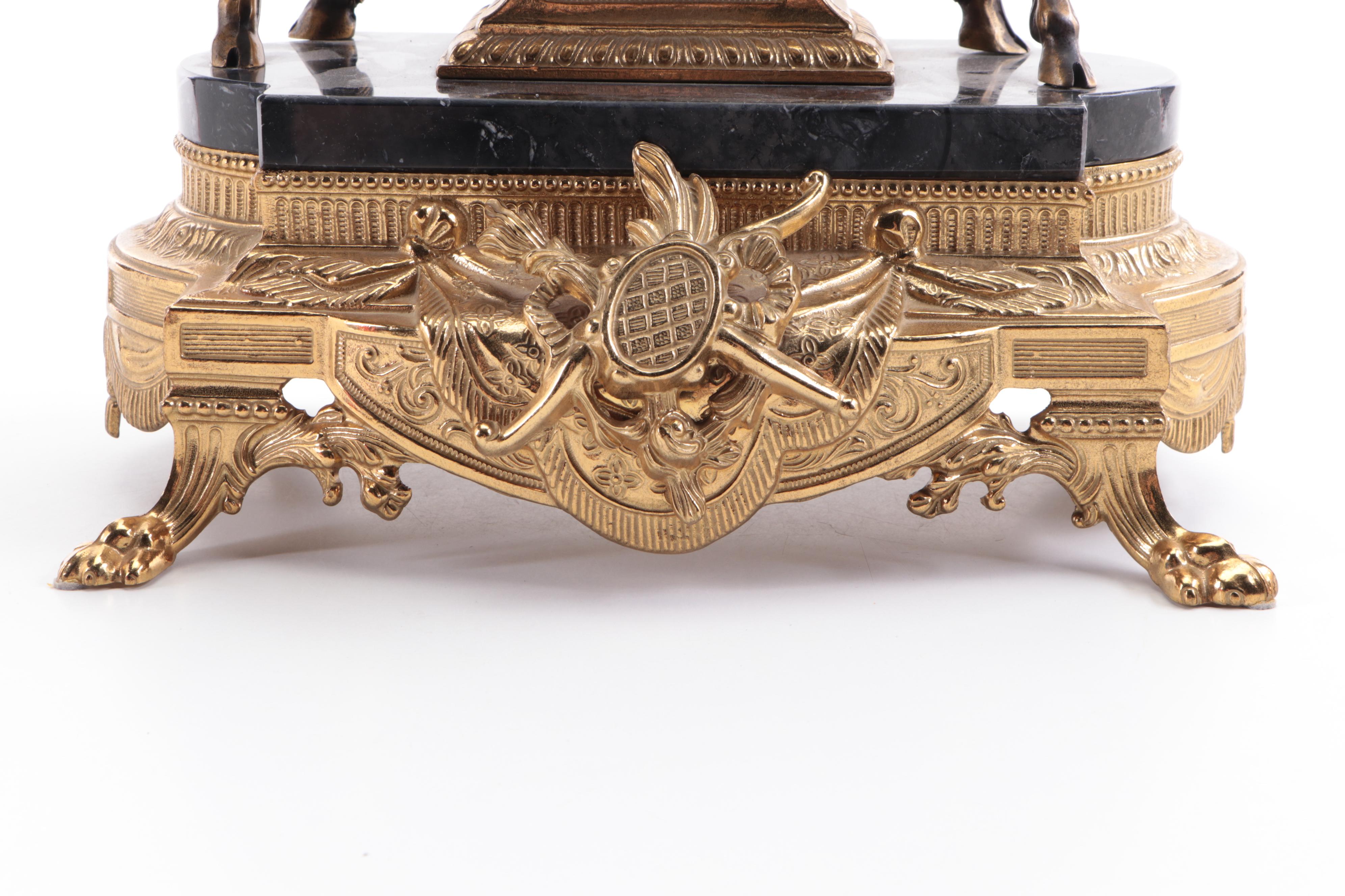 Imperial Italian Gilt Bronze Mantel Clock with Franz Hermle Movement