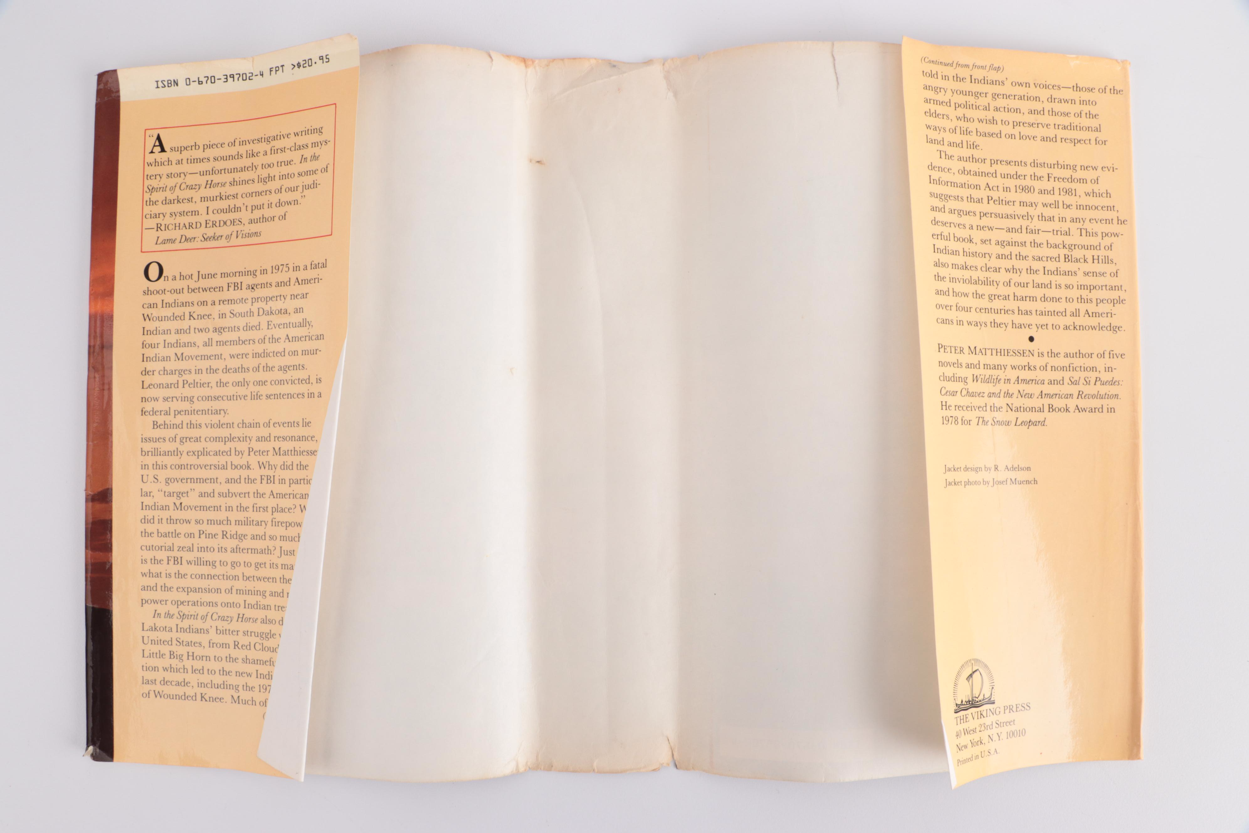 Signed First Edition "In the Spirit of Crazy Horse" by Peter Matthiesen, 1983