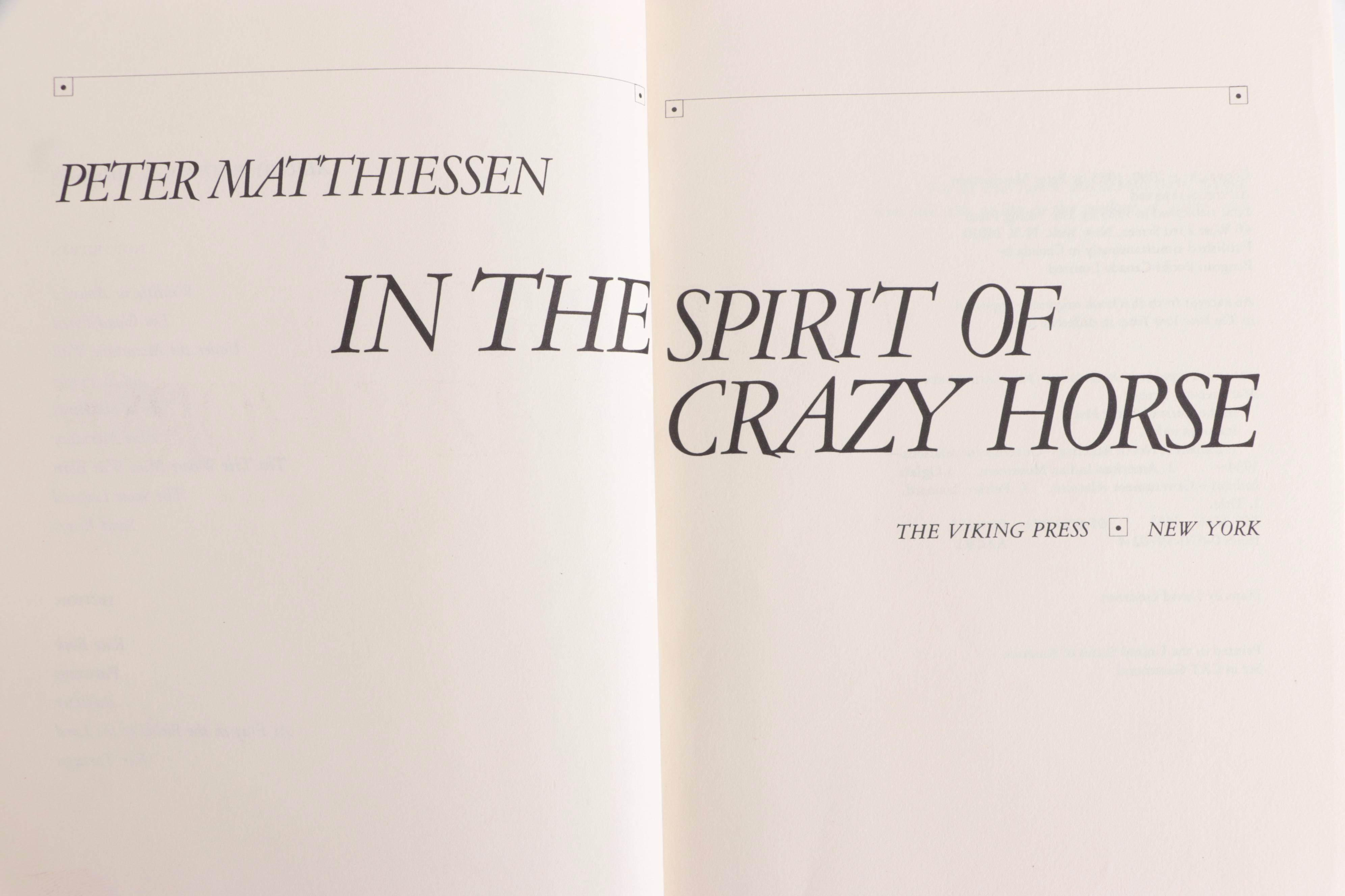 Signed First Edition "In the Spirit of Crazy Horse" by Peter Matthiesen, 1983