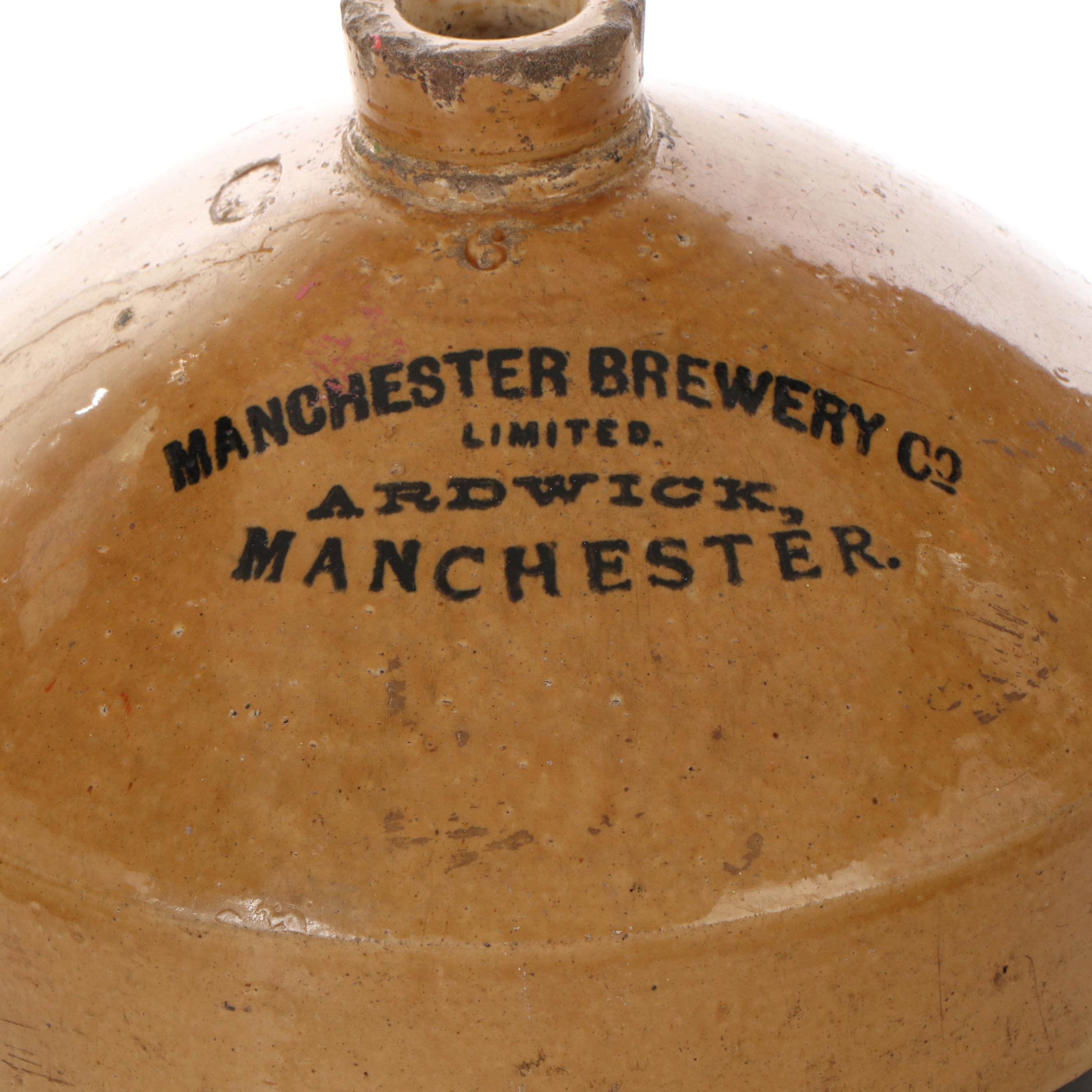 Manchester Brewing Co. Glazed Stoneware Dry Gin Jug, Late 19th Century