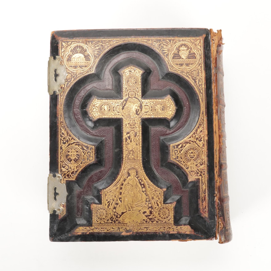 Embossed Leather Bound Illustrated Holy Bible, Late 19th Century