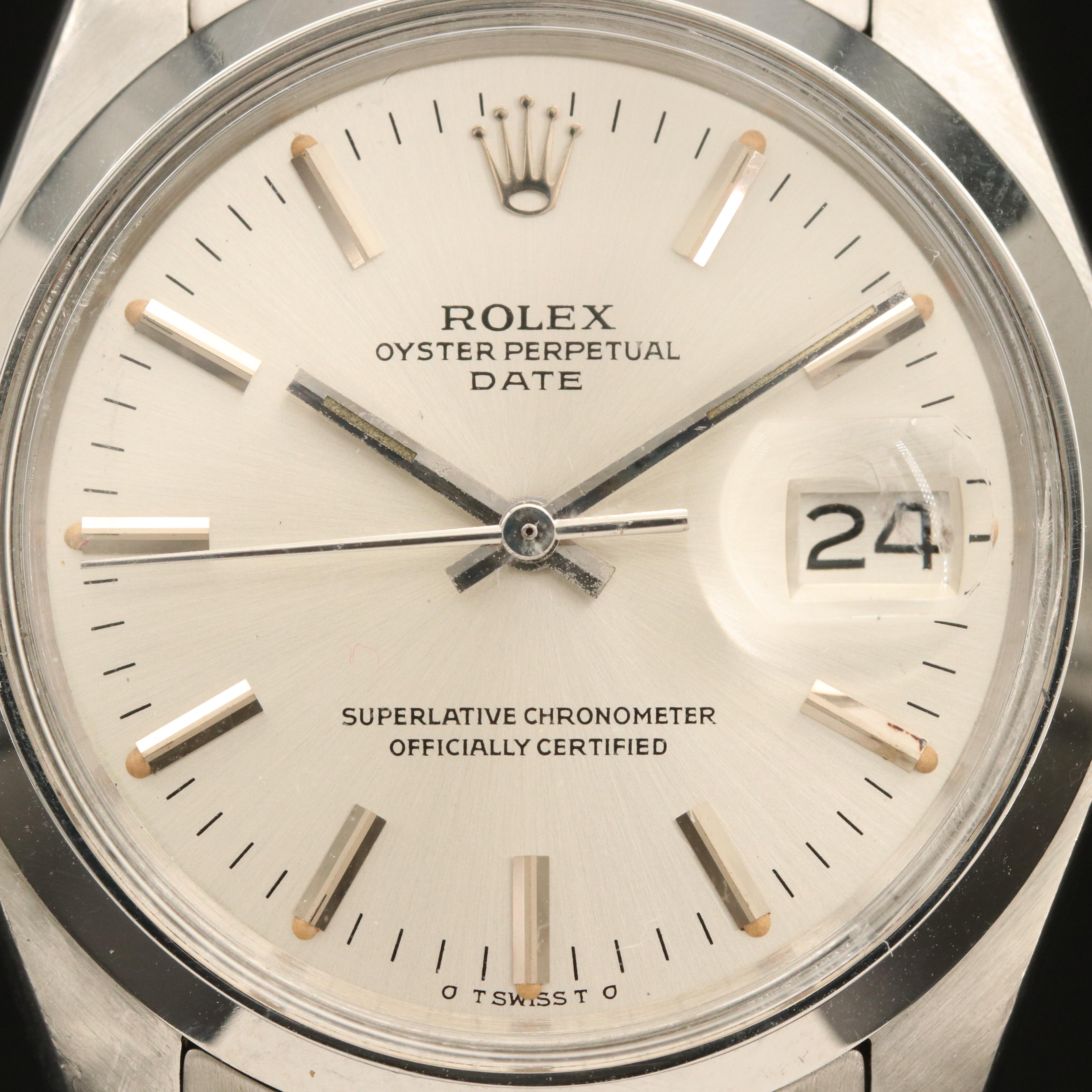 1973 Rolex Oyster Perpetual Date with Sigma Dial Stainless Steel Watch