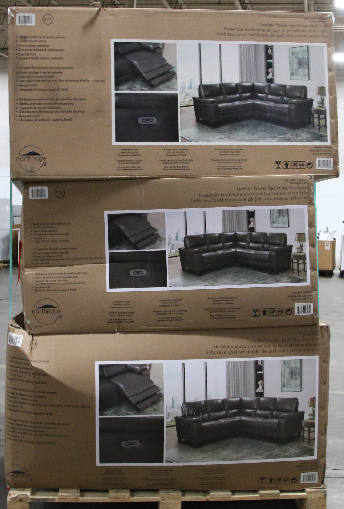 Northridge Rizzo Heights Leather Power Reclining Sectional with Power Headrests