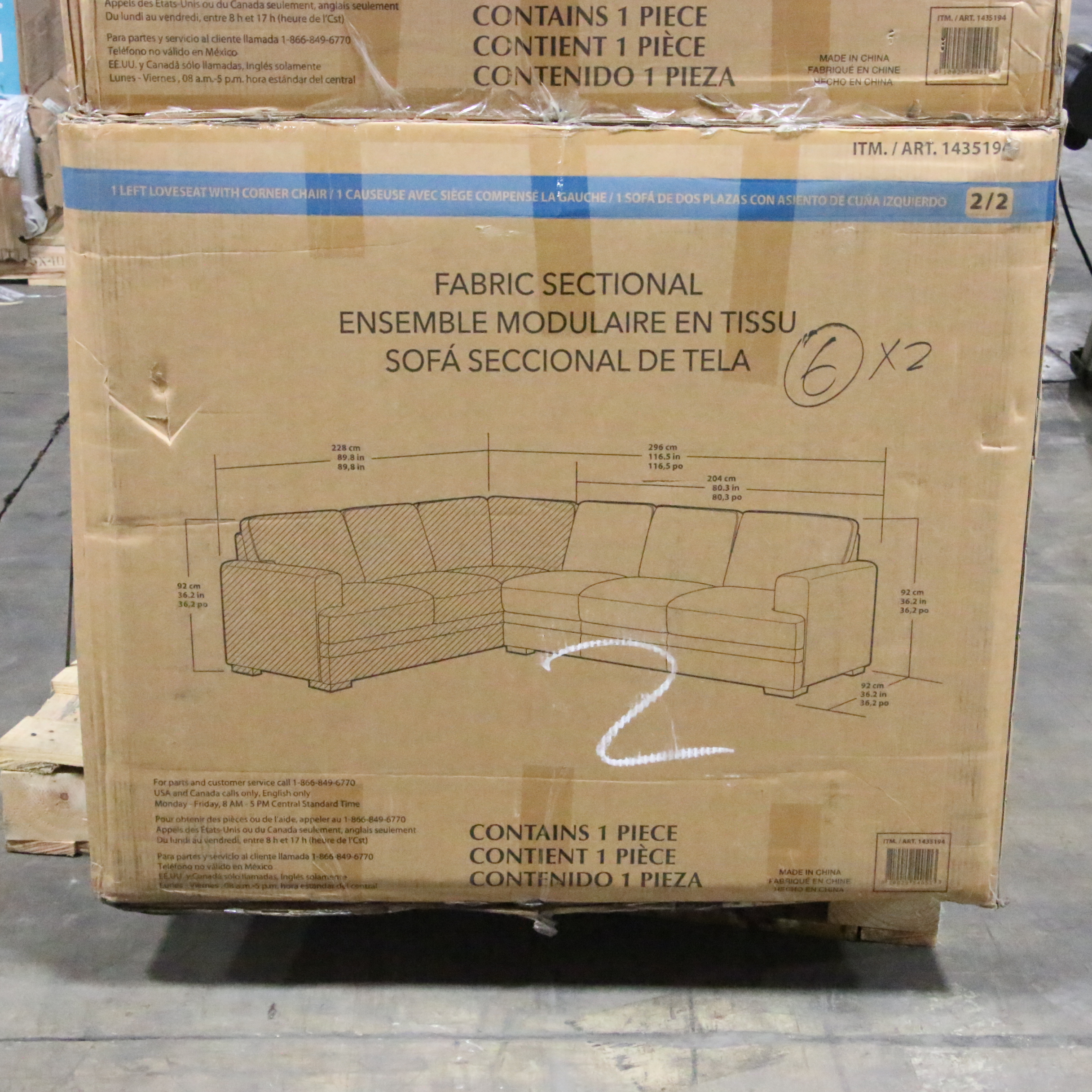 Medford Fabric Sectional Sofa in Grey