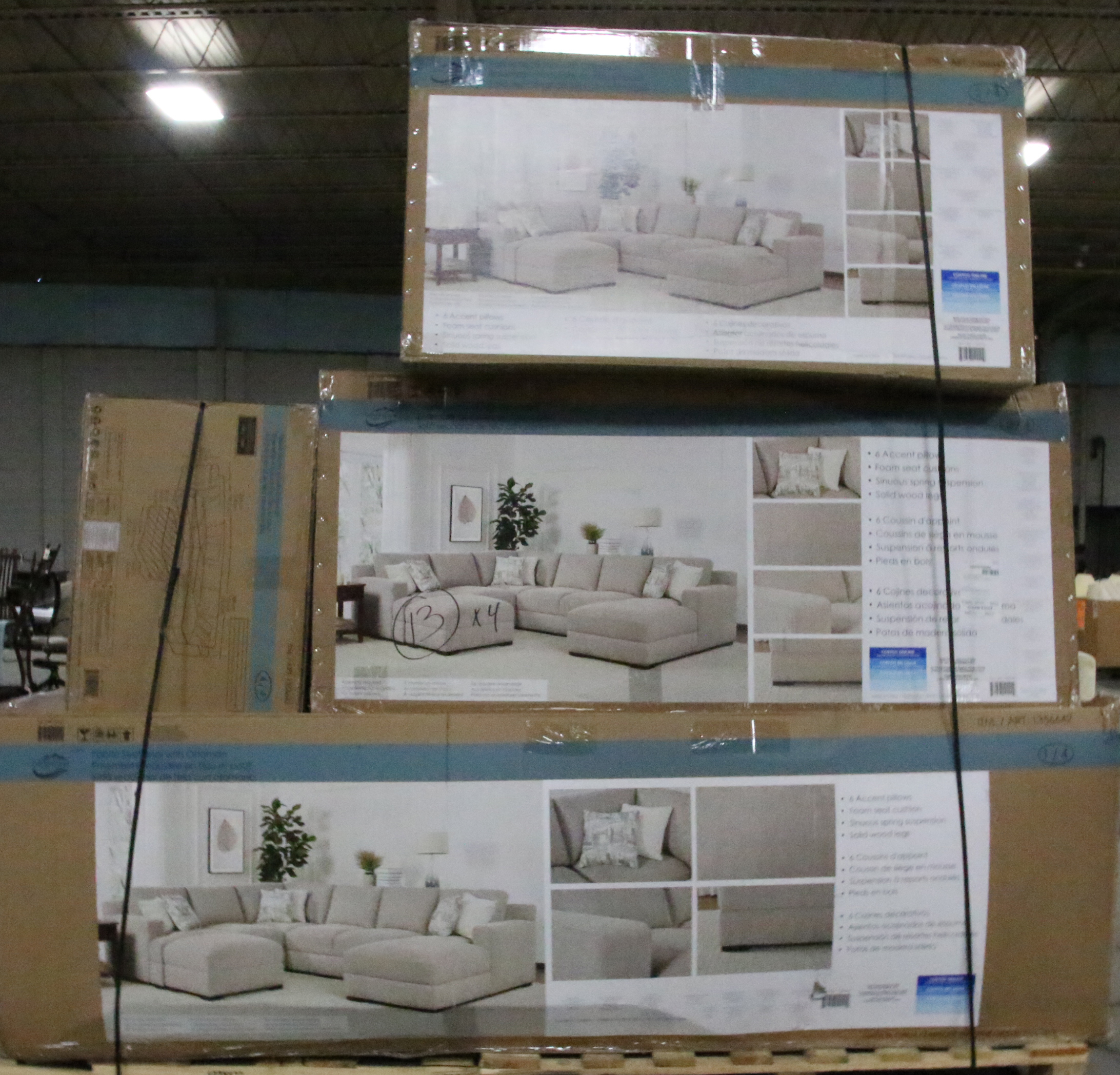 Gilman Creek Furniture "Ruston" Four-Piece Fabric Sectional in Beige