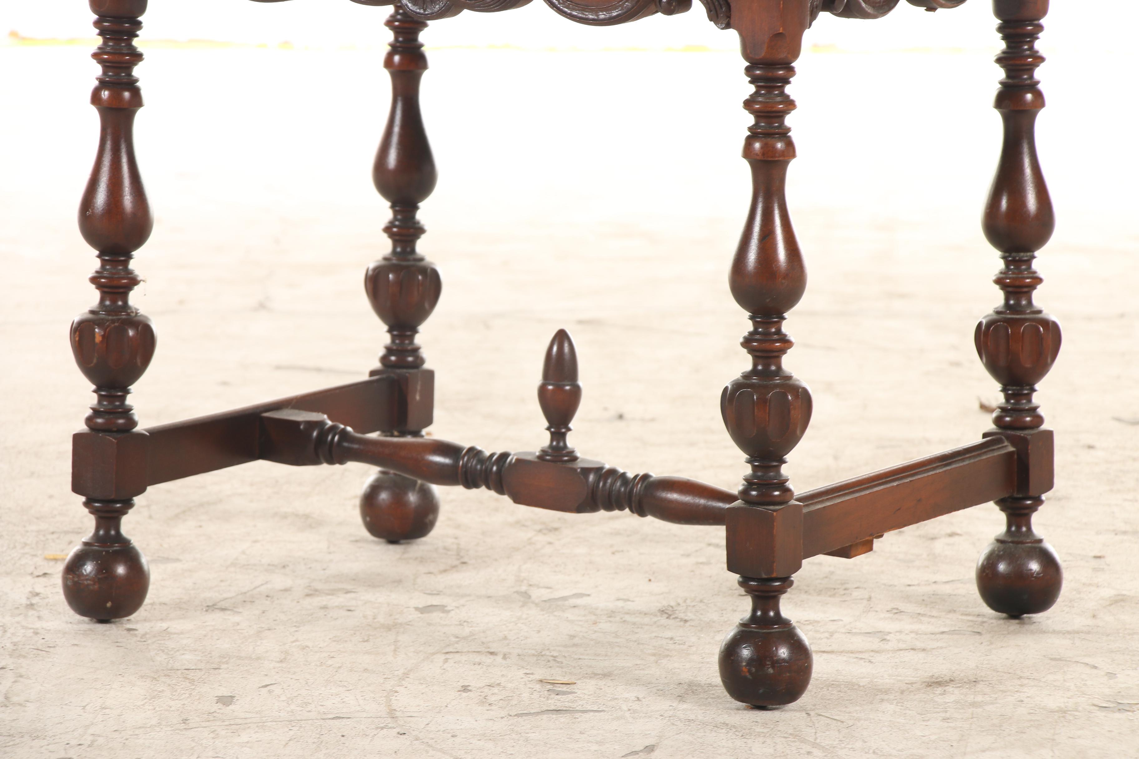 Knoxville Tables William and Mary Style Walnut and Marble Table, 20th C.