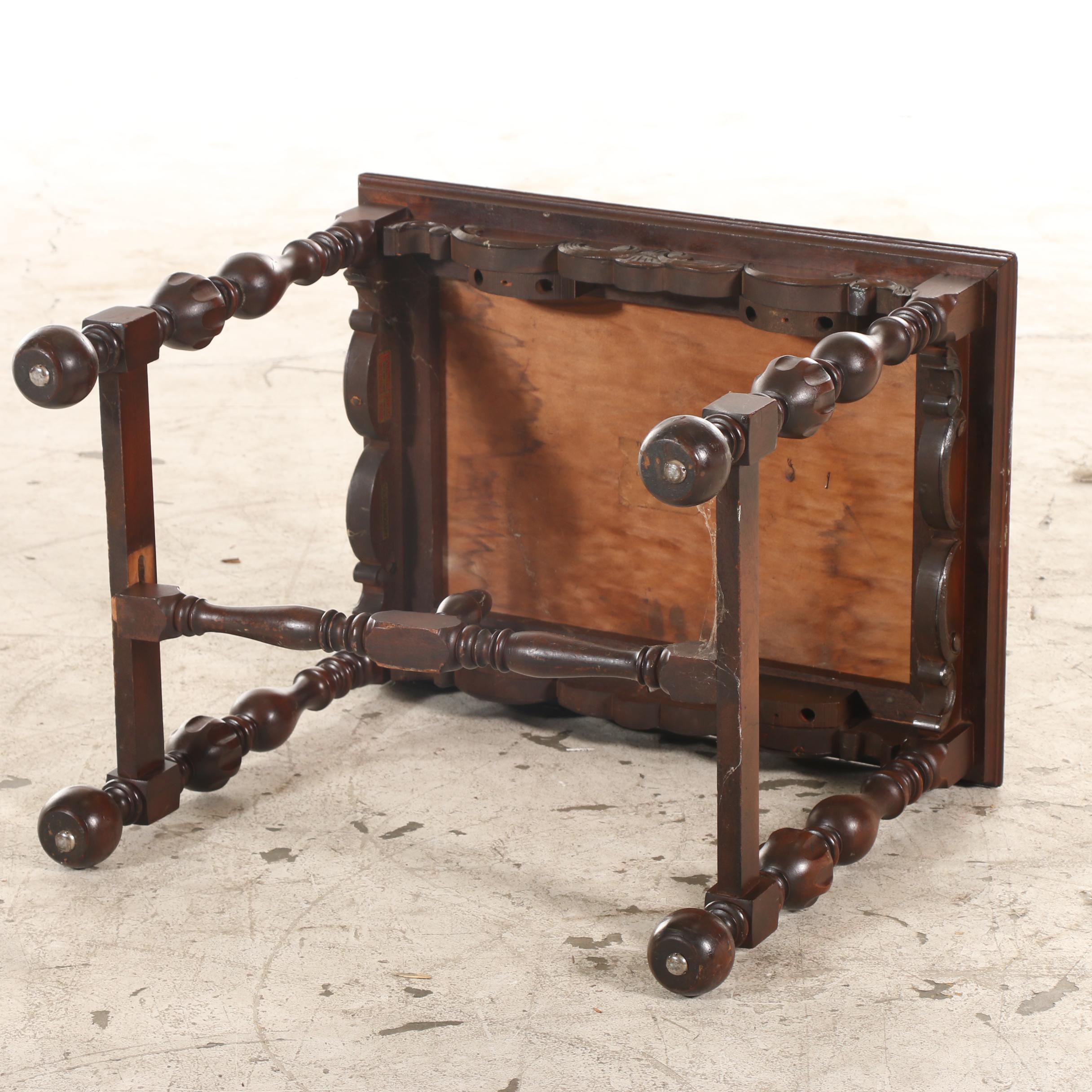 Knoxville Tables William and Mary Style Walnut and Marble Table, 20th C.