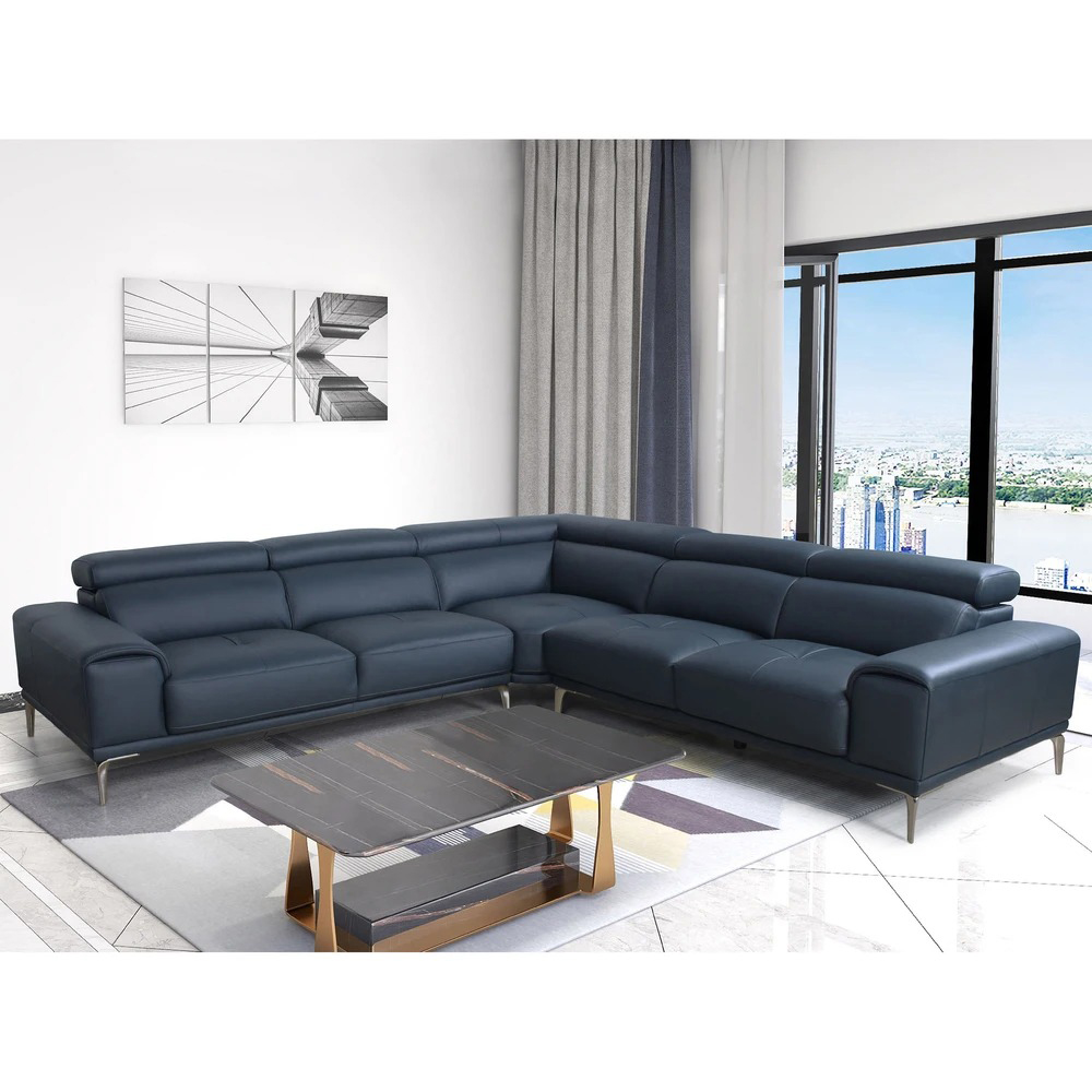 Abbyson Living "Quinton" Top Grain Leather Sectional with Adjustable Headrests