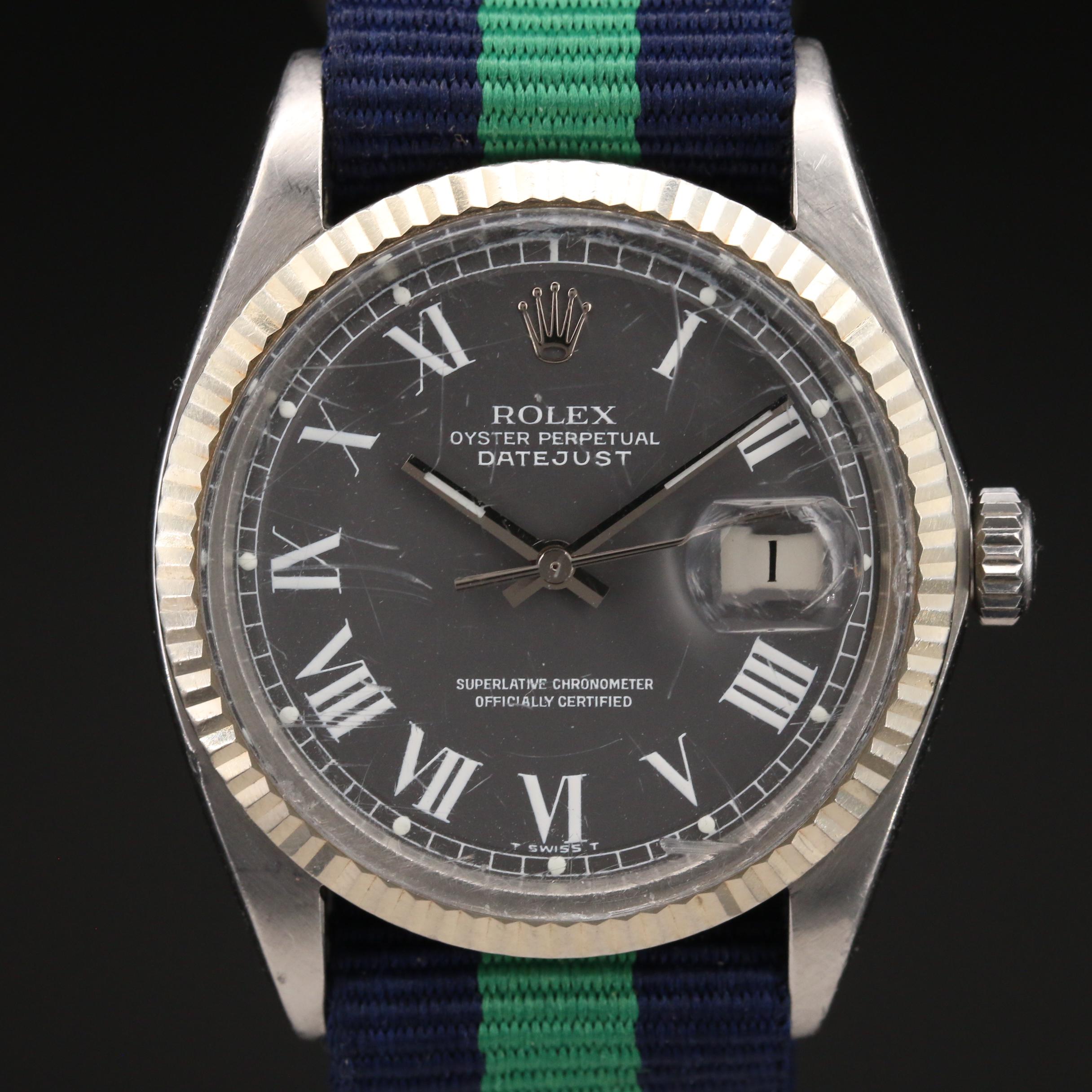 1968 Rolex Datejust 1601 18K White Gold and Stainless Steel Watch